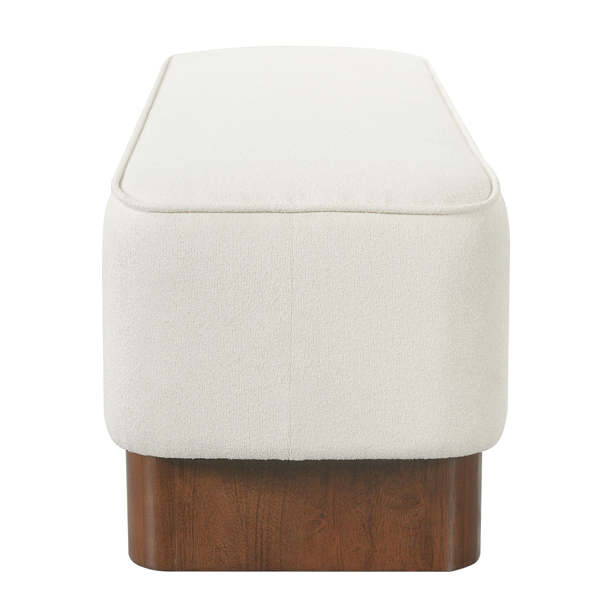 Upholstered Ottoman Bench With Thick Padded Design - Beige