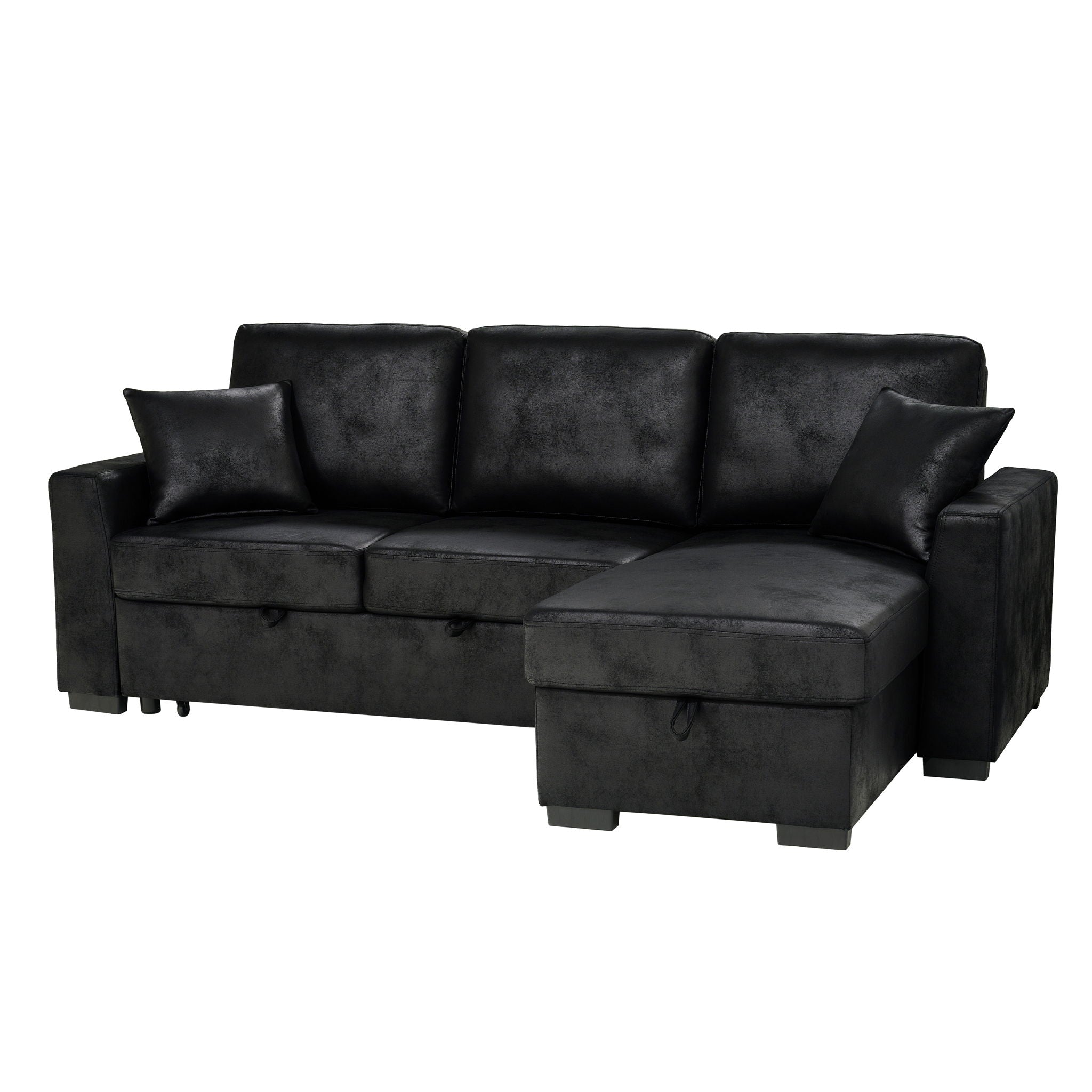 Upholstered Sectional With Pull-Out Bed And Chaise Storage