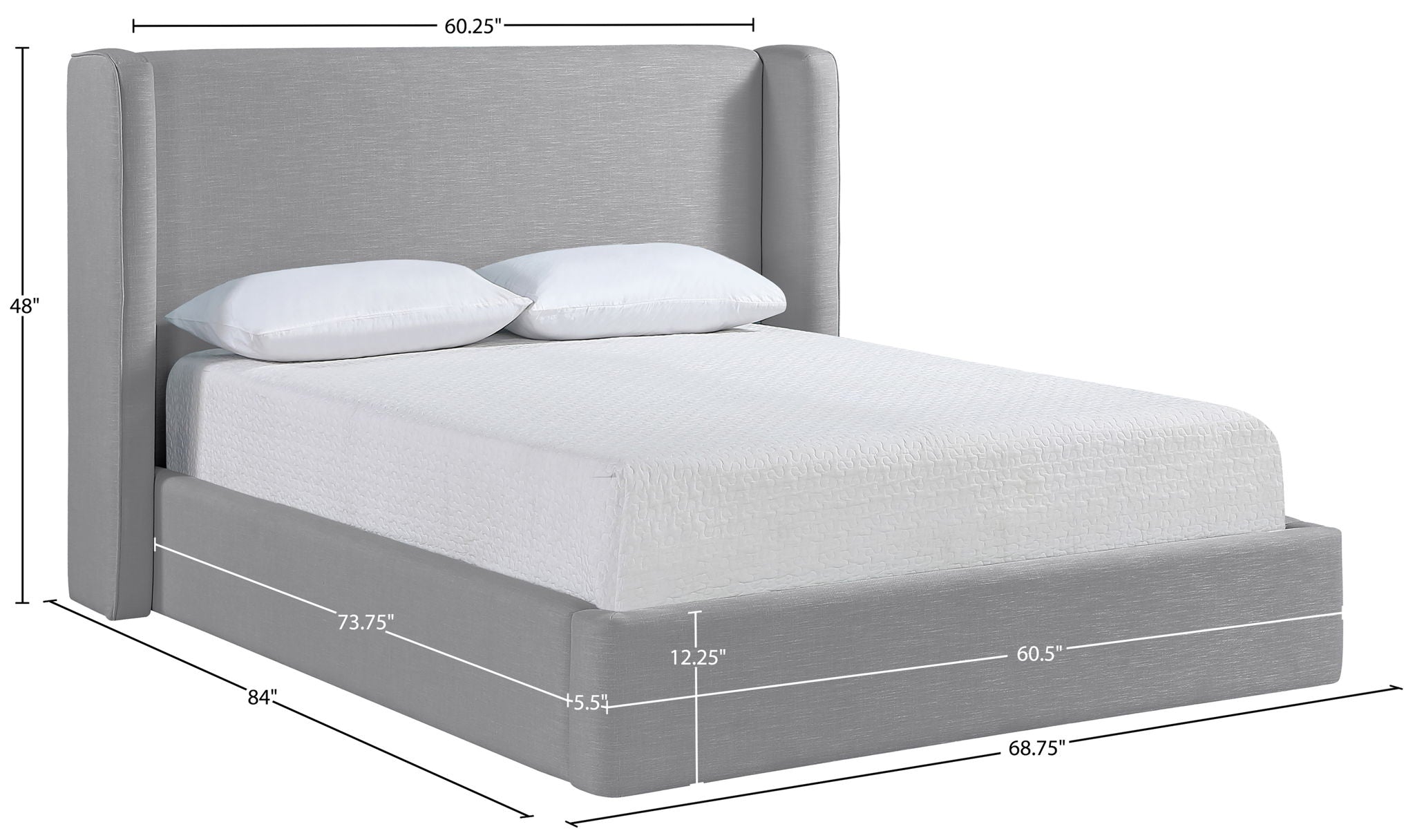 Kendall - Linen Textured Fabric Upholstered Bed