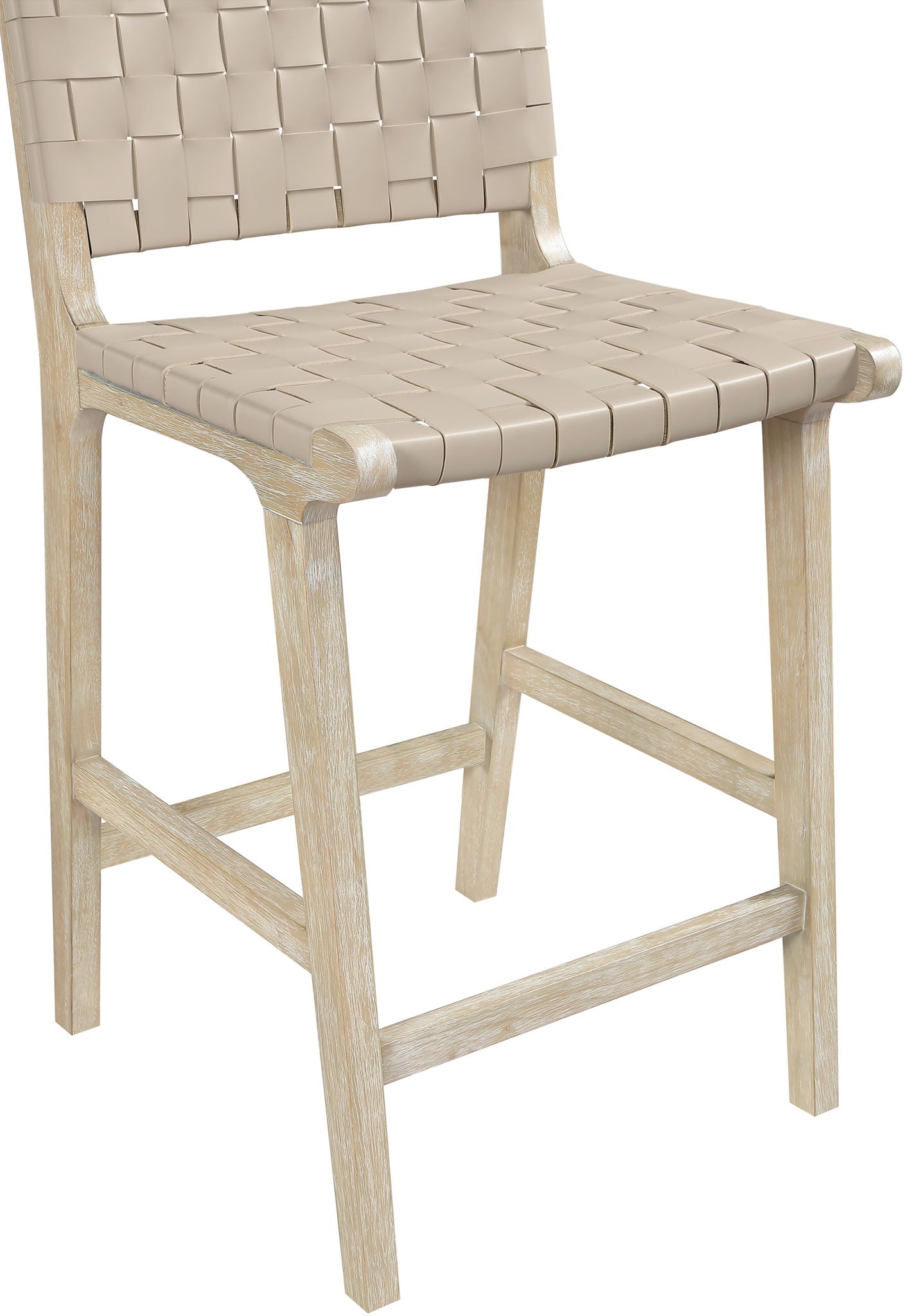 Entwine - Vegan Leather Upholstered Counter Stool - Painted Natural
