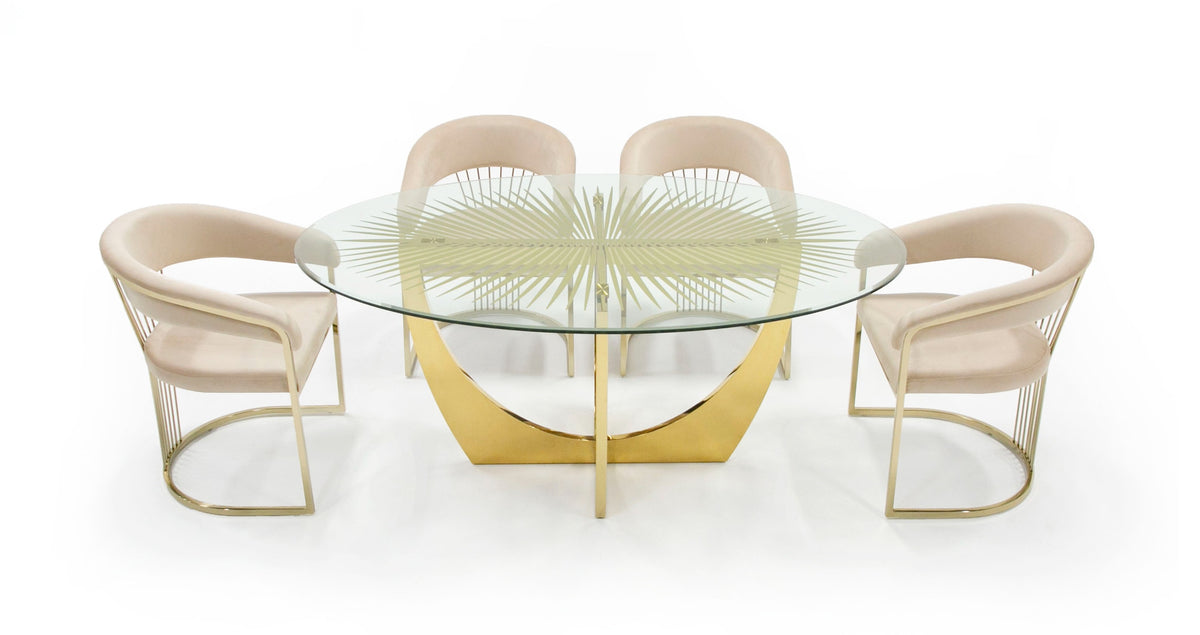 Chambers - Glass & Gold Dining Table