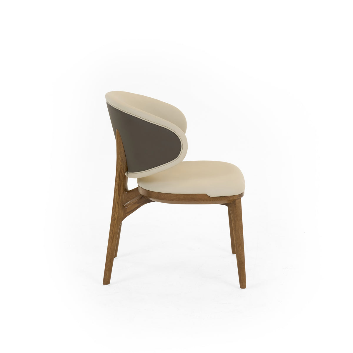 Chance - Contemporary Cream and Brown Leatherette Walnut Dining Chair