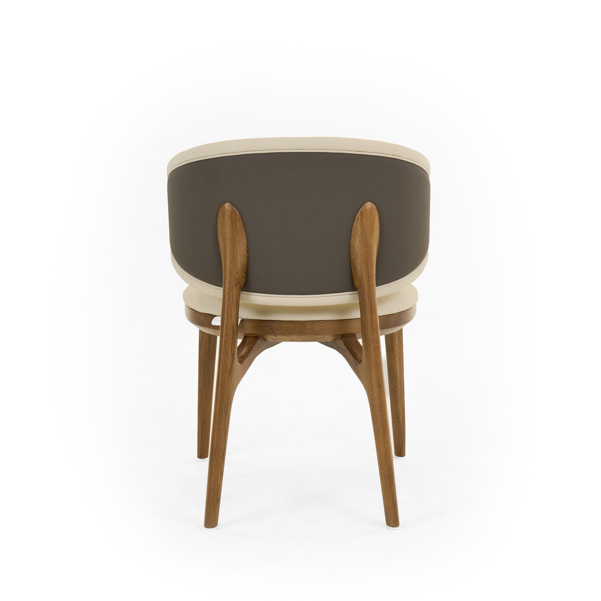 Chance - Contemporary Cream and Brown Leatherette Walnut Dining Chair