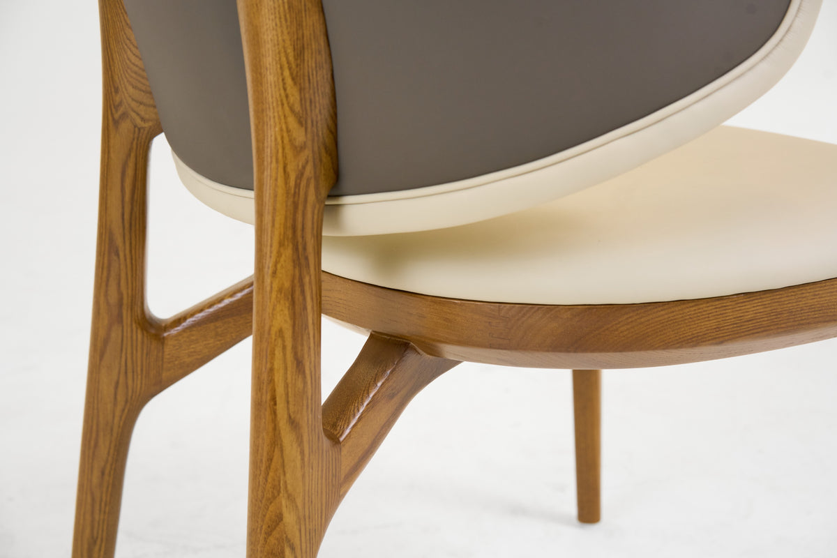 Chance - Contemporary Cream and Brown Leatherette Walnut Dining Chair
