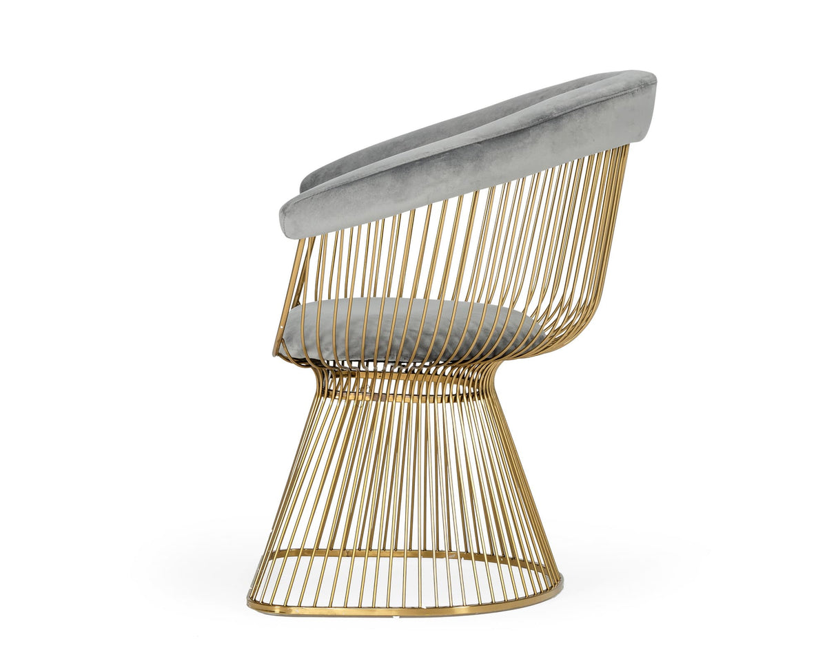 Chandler - Modern Grey Velvet & Gold Dining Chair