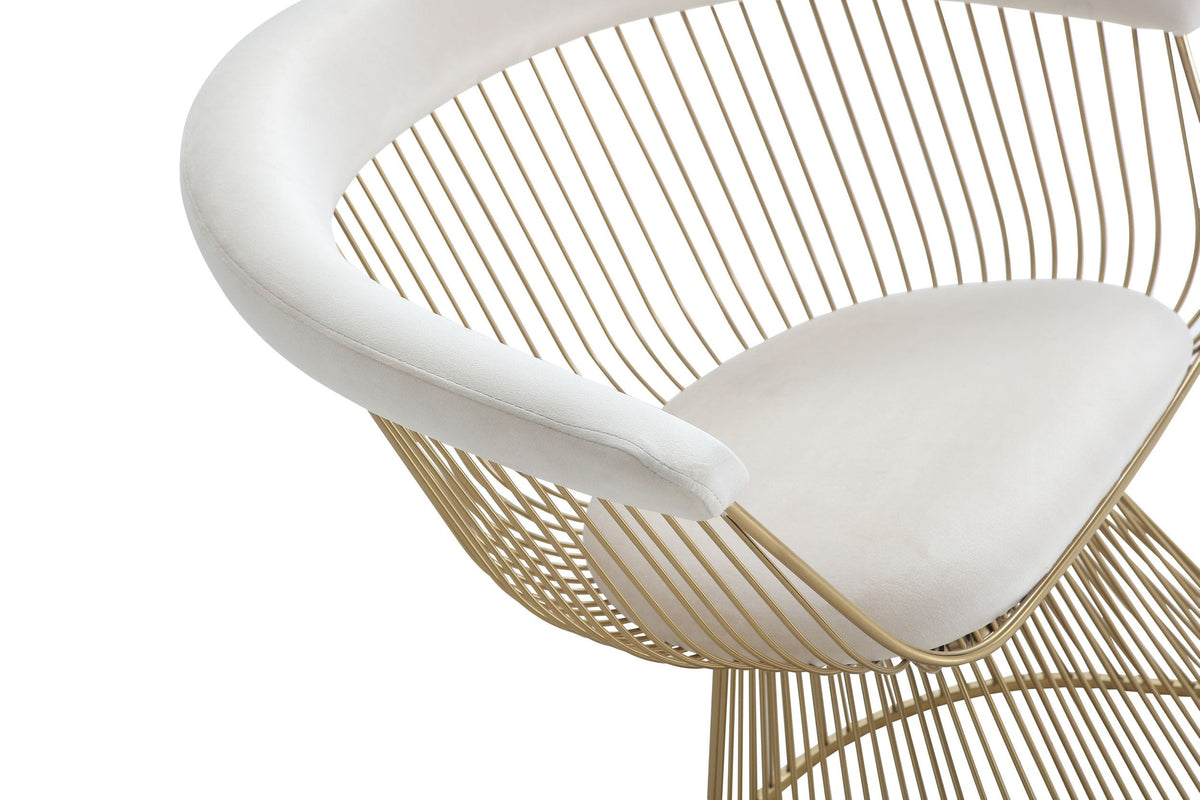 Chandler - Modern Beige Velvet & Gold Dining Chair