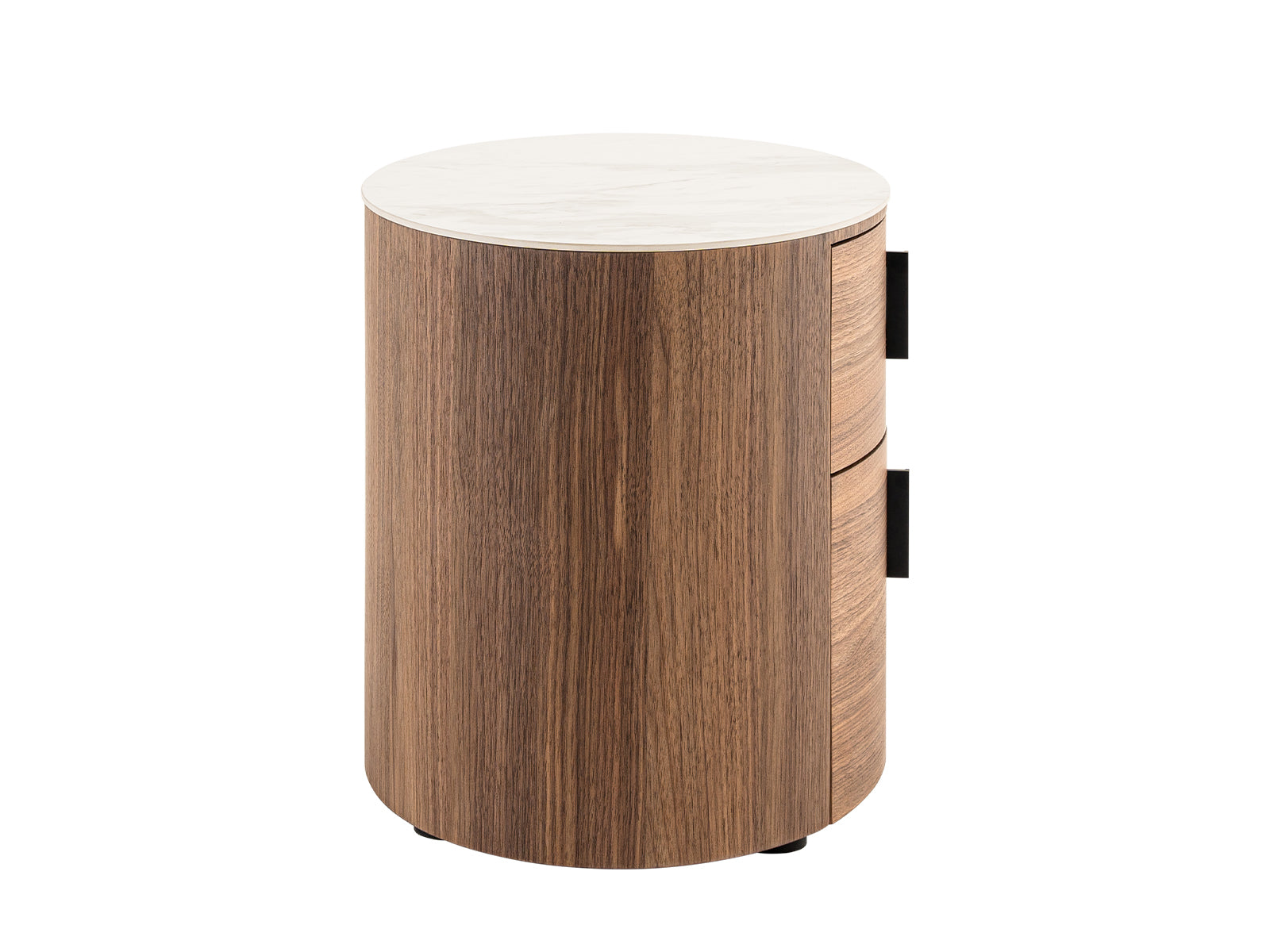 Modrest Chelton - Contemporary White Ceramic & Walnut Oval Nightstand