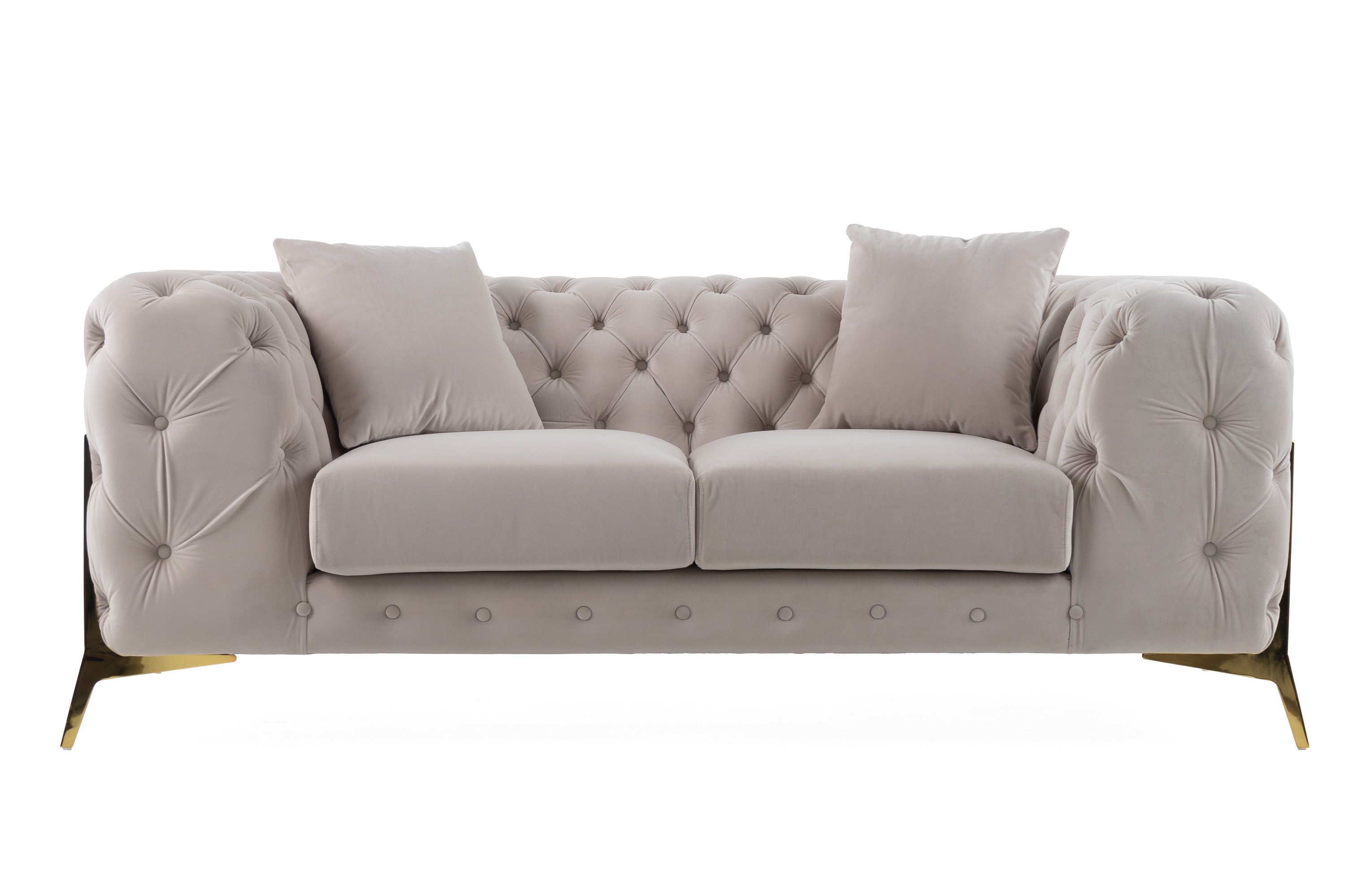 Divani Casa Clarice - Transitional Light Beige Velvet Loveseat