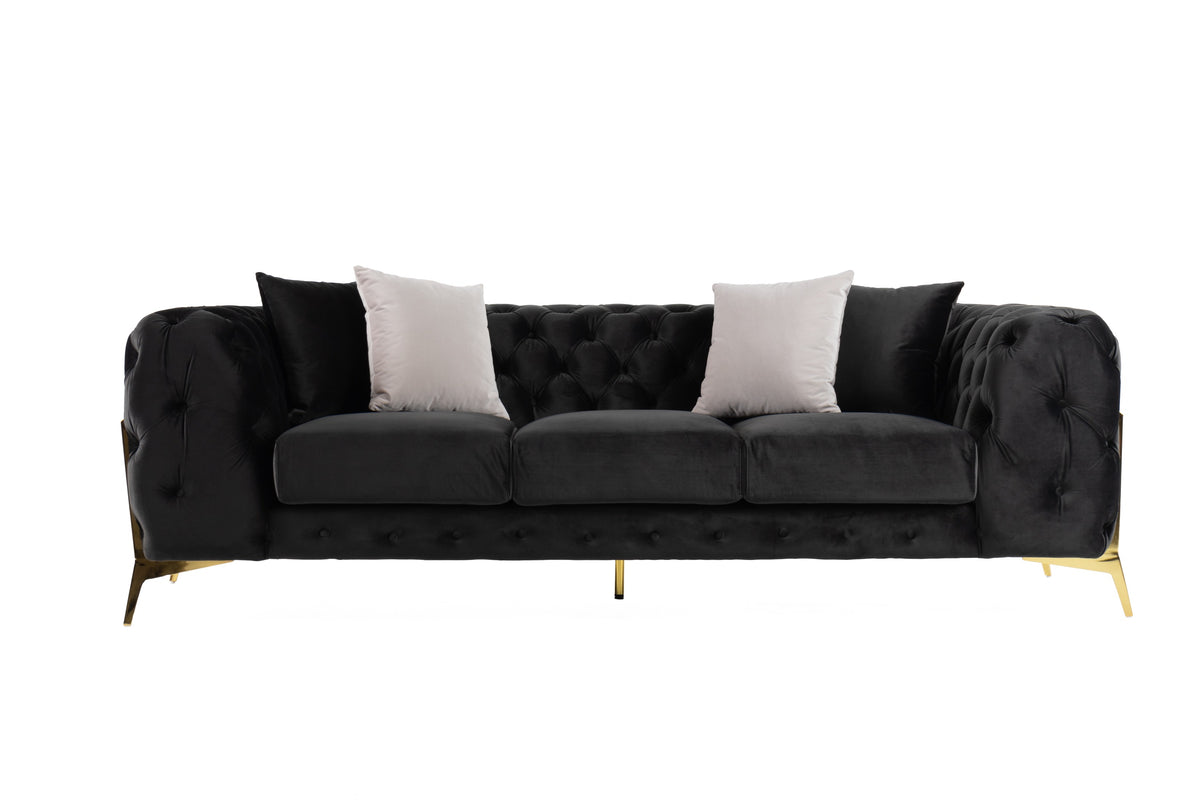 Clarice - Transitional Black Velvet Sofa