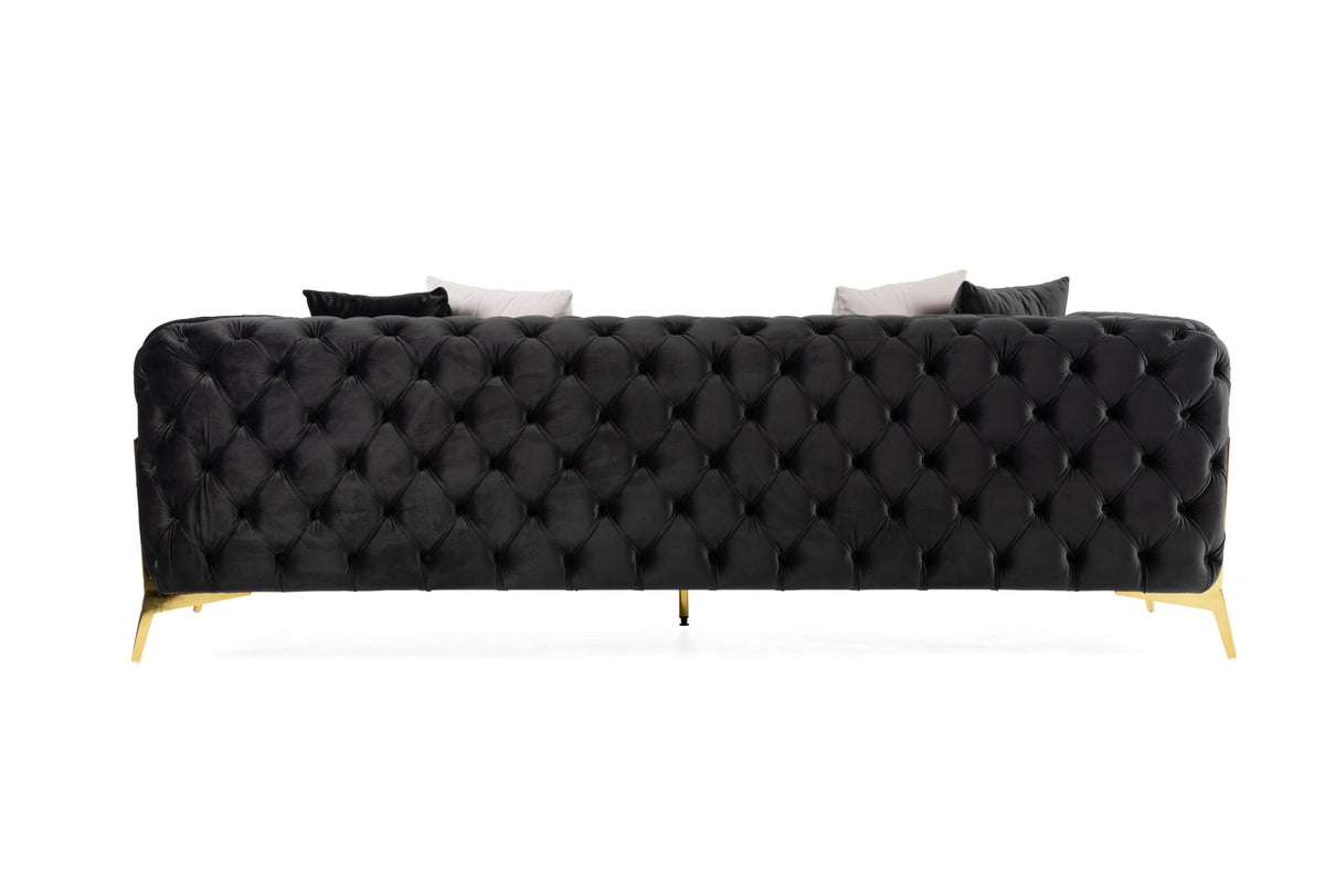 Clarice - Transitional Black Velvet Sofa