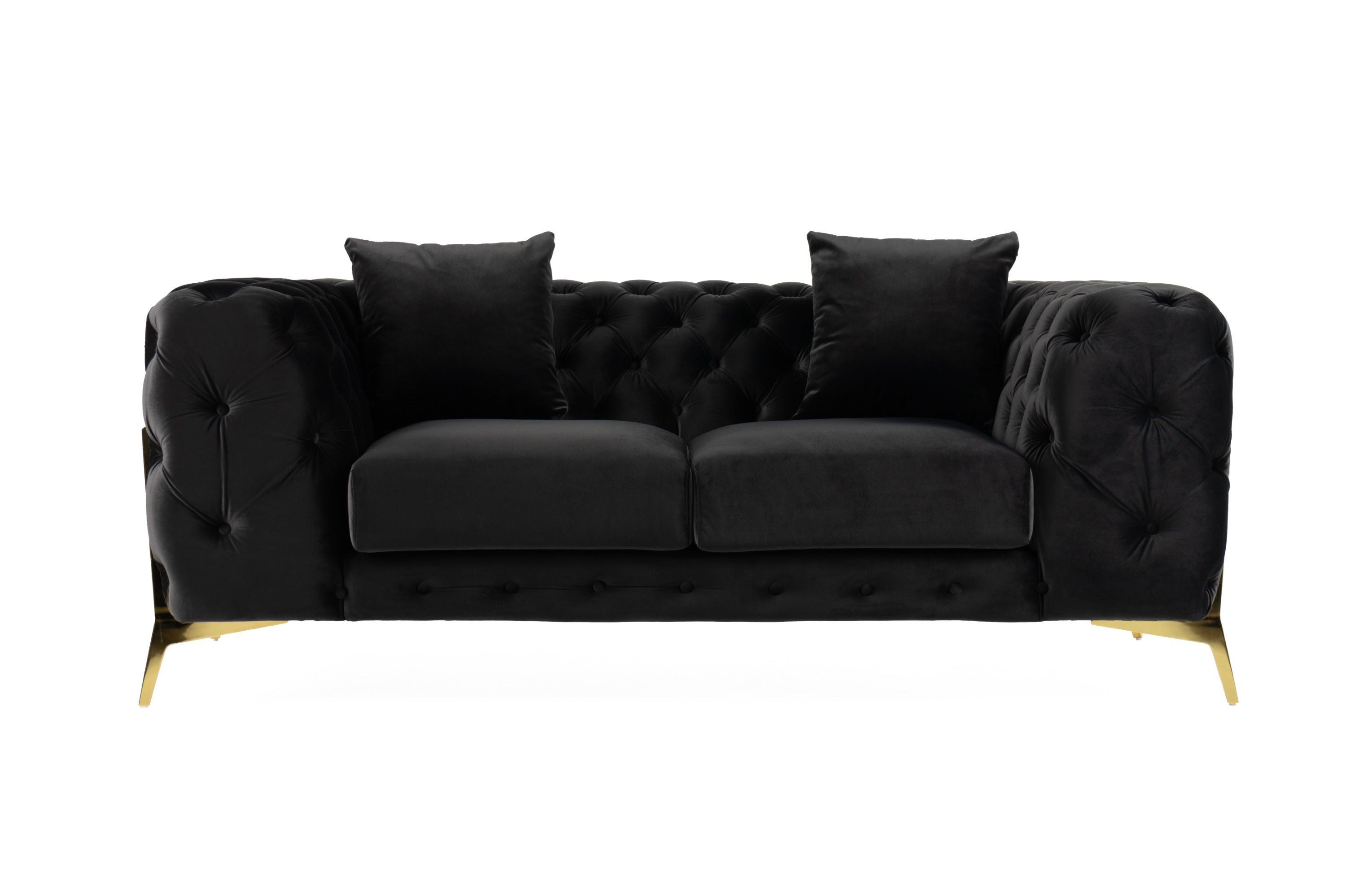 Divani Casa Clarice - Transitional Black Velvet Loveseat