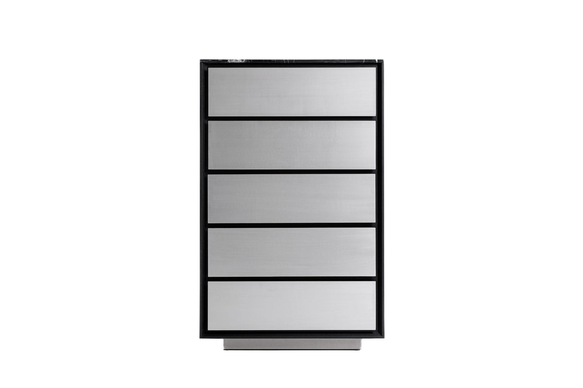 Concord - Modern Black Marble + Black Ash + Aluminum Chest