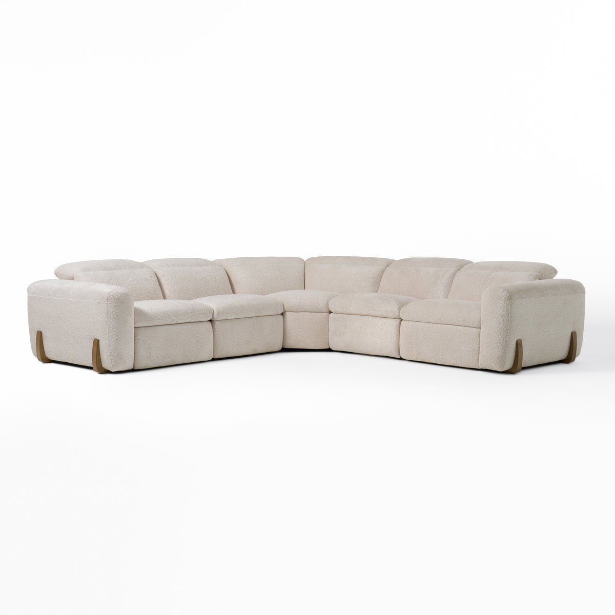 Conrad - Modern Beige Fabric Sectional Sofa With 3 Recliners