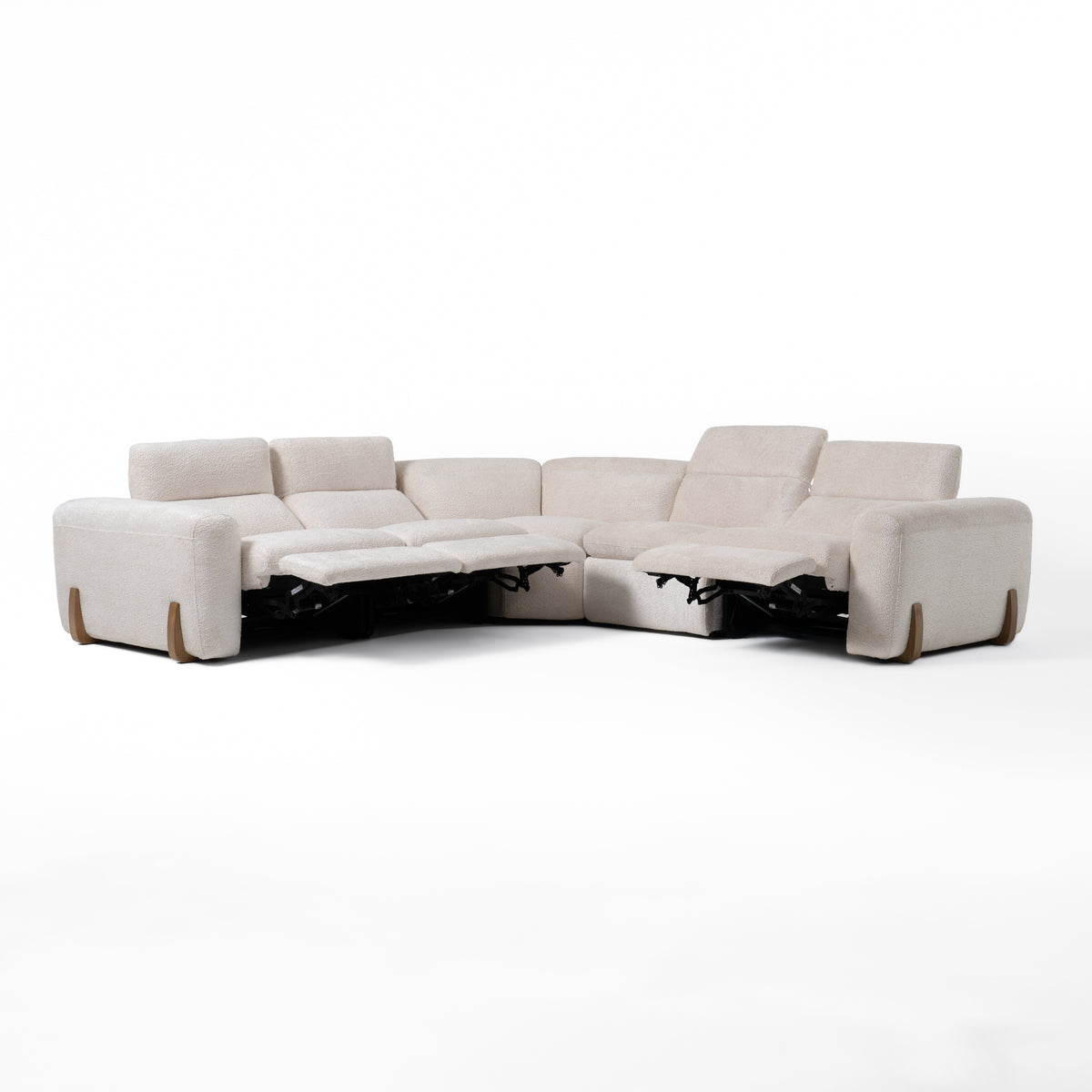 Conrad - Modern Beige Fabric Sectional Sofa With 3 Recliners