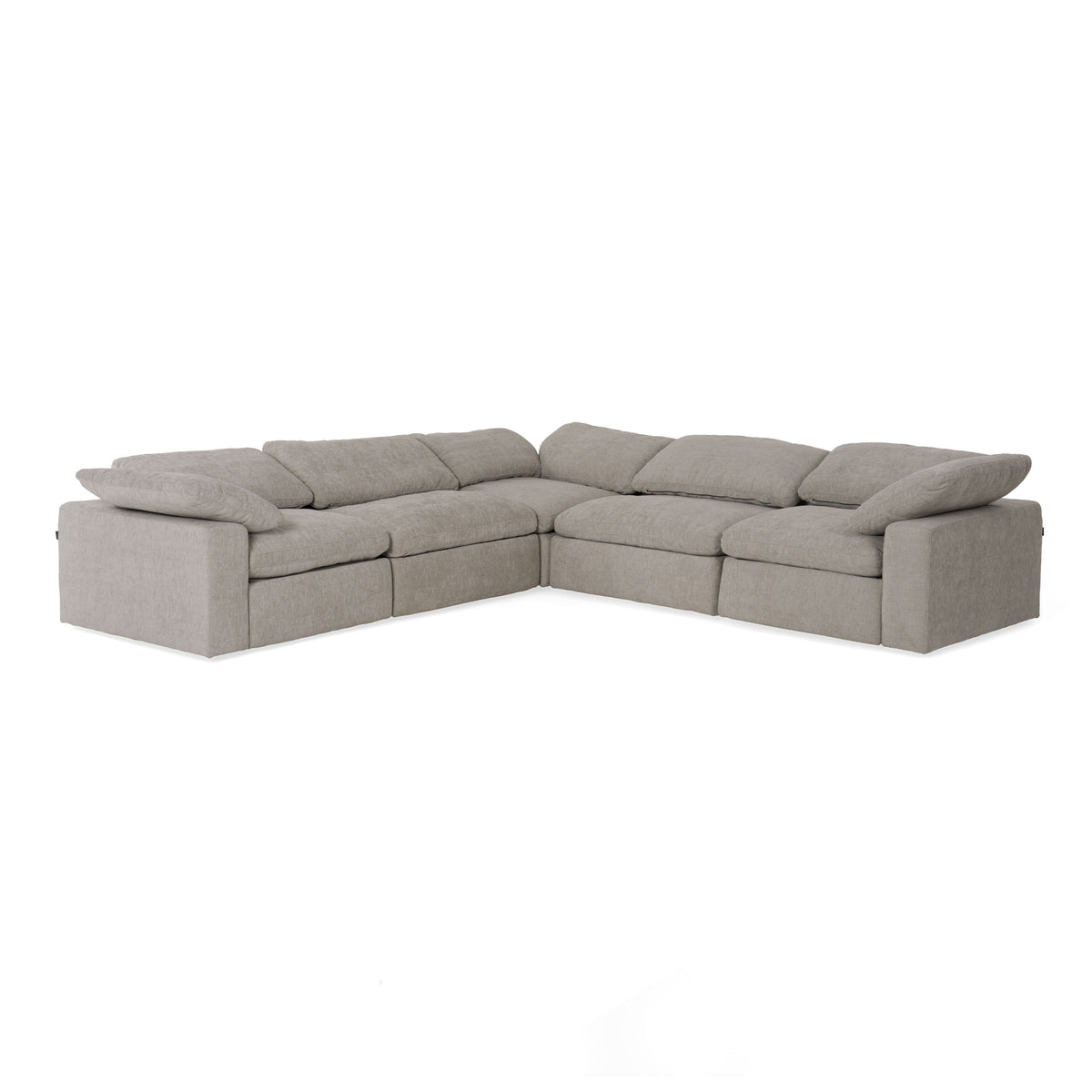 Corinth - Modern Grey Fabric Sectional Sofa with 3 Power Recliners