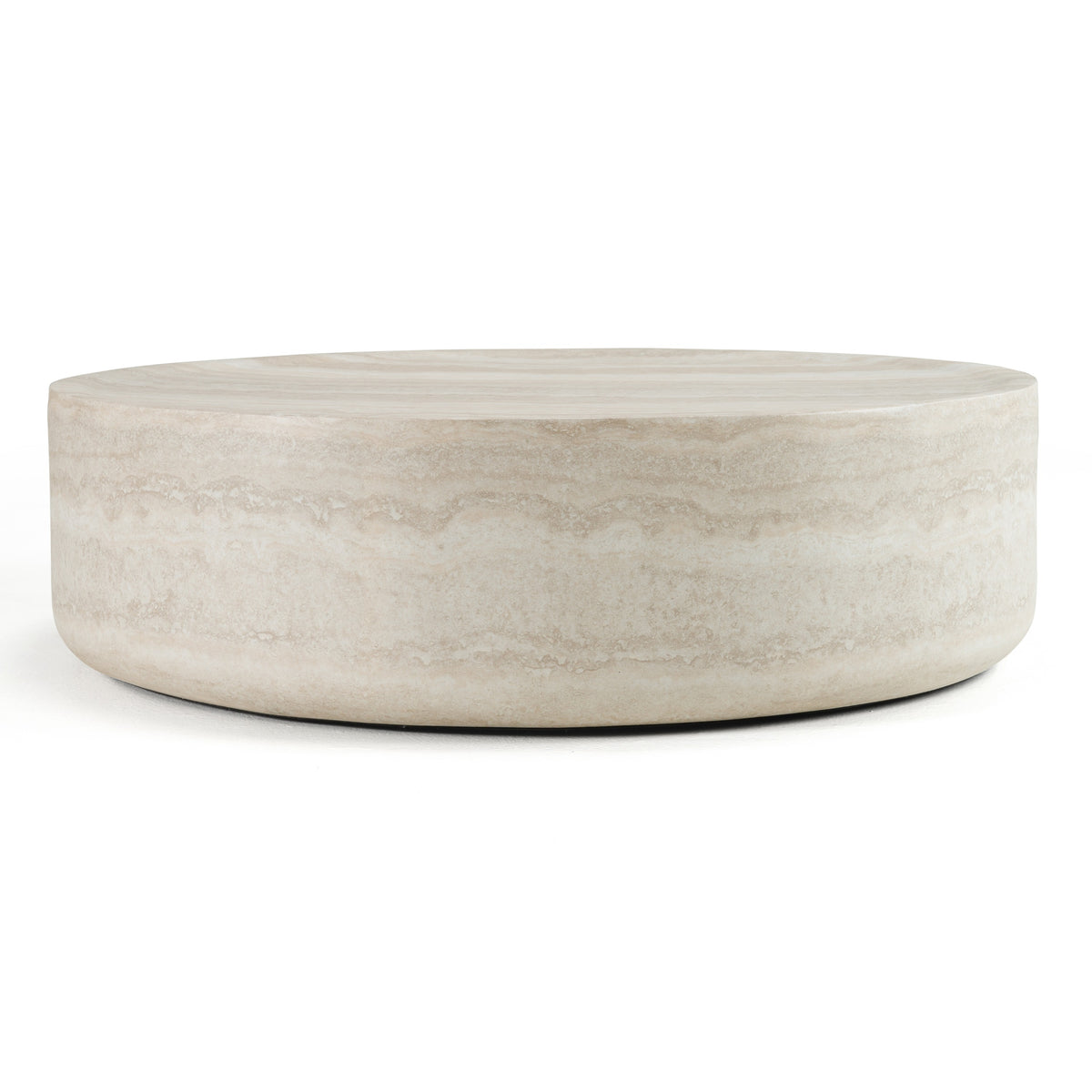 Cozad - Modern Faux Travertine Round Coffee Table
