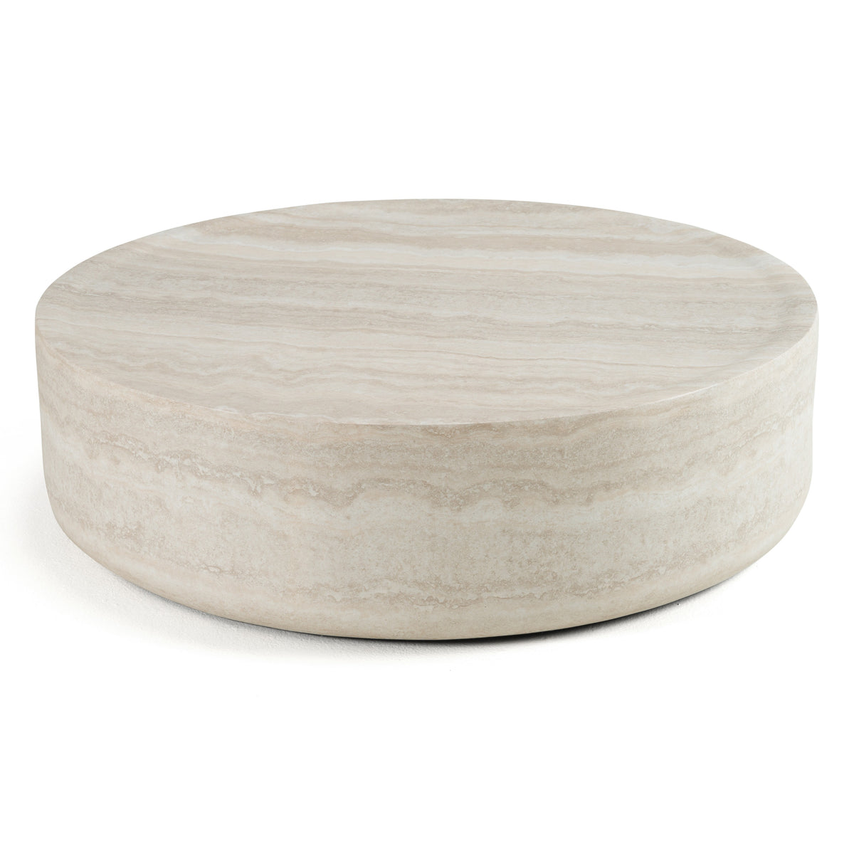 Cozad - Modern Faux Travertine Round Coffee Table