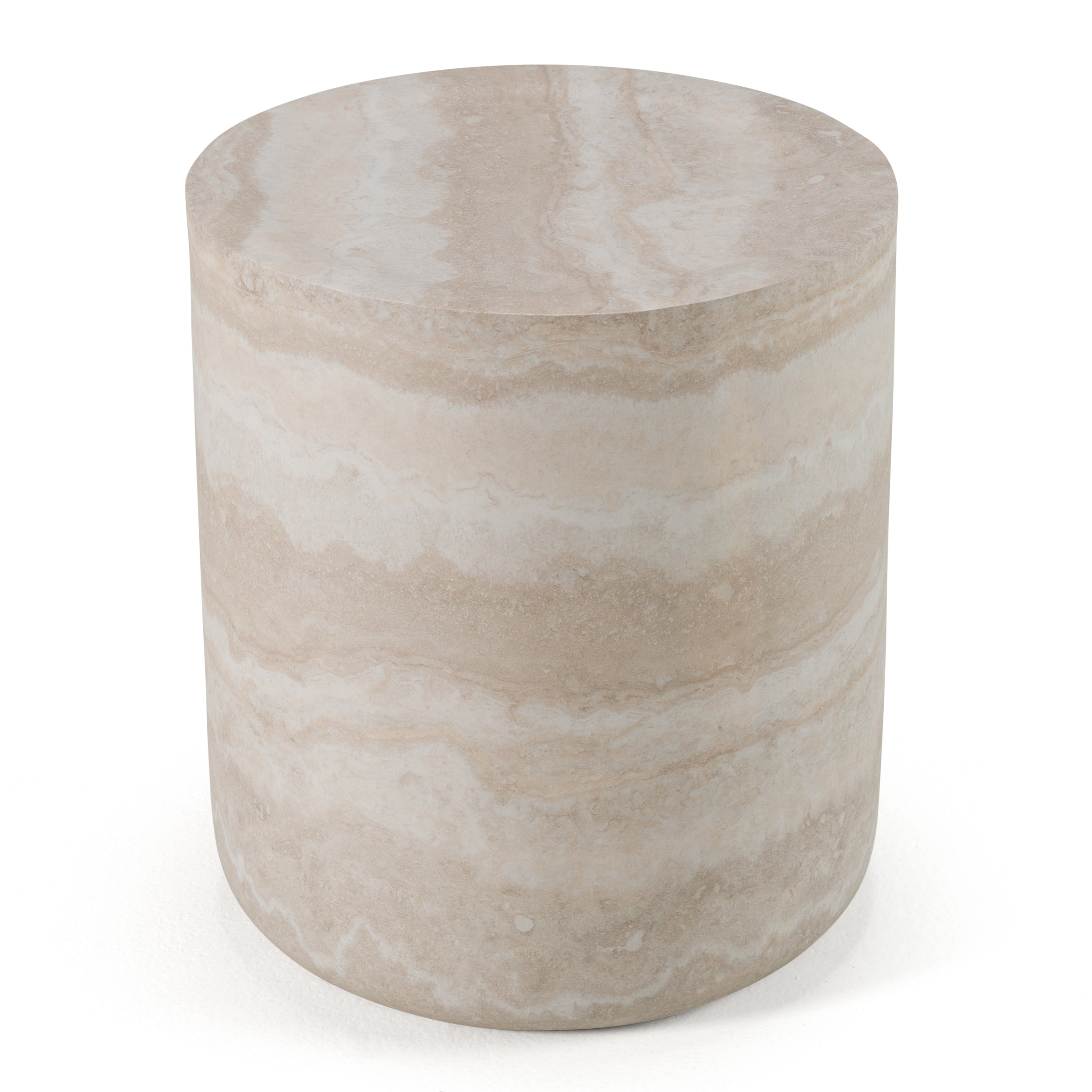 Modrest Cozad - Modern Faux Travertine Round End Table