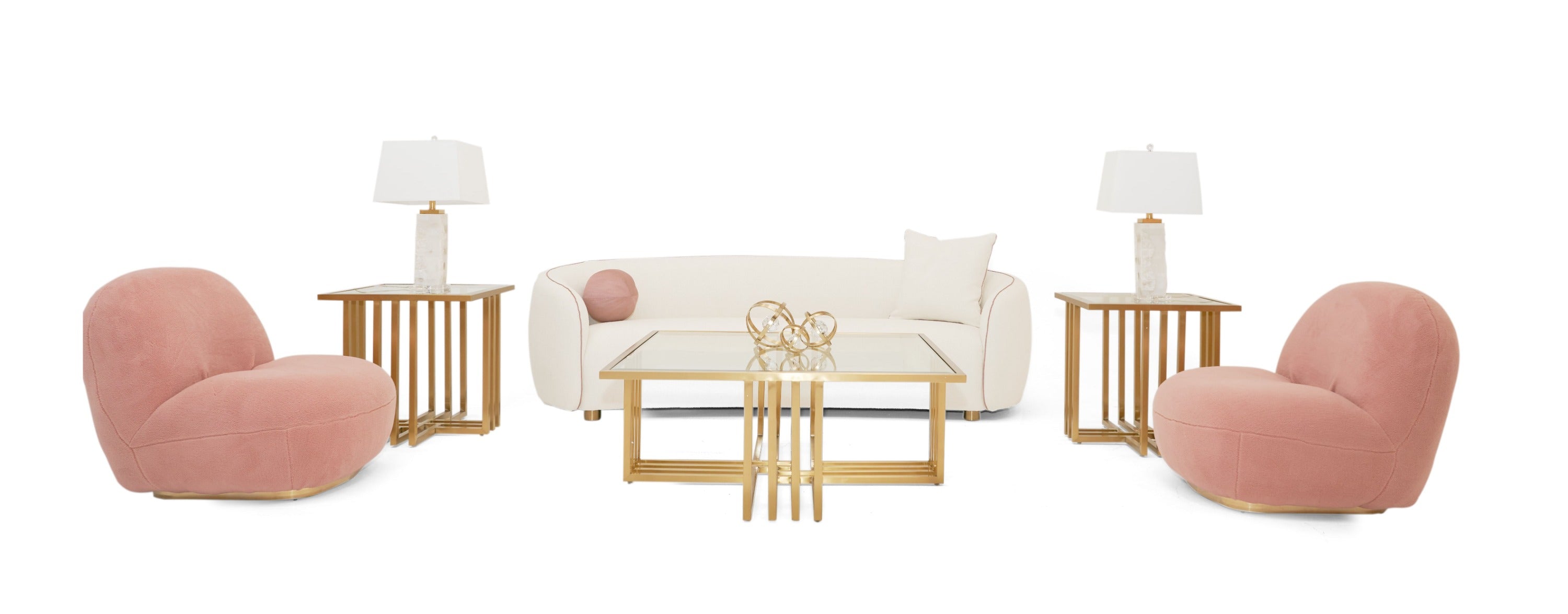 Modrest Crestone - Modern Pink Sherpa Accent Chair