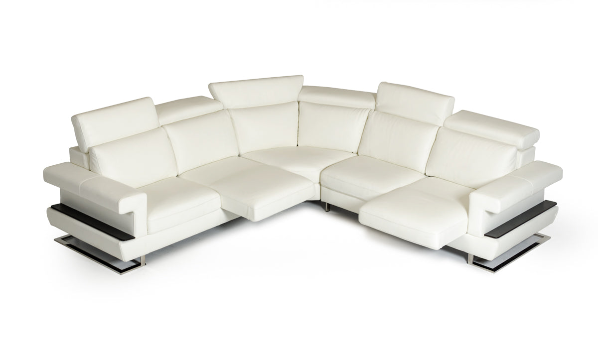 Crosby - Italian Modern White Leather Sectional Sofa