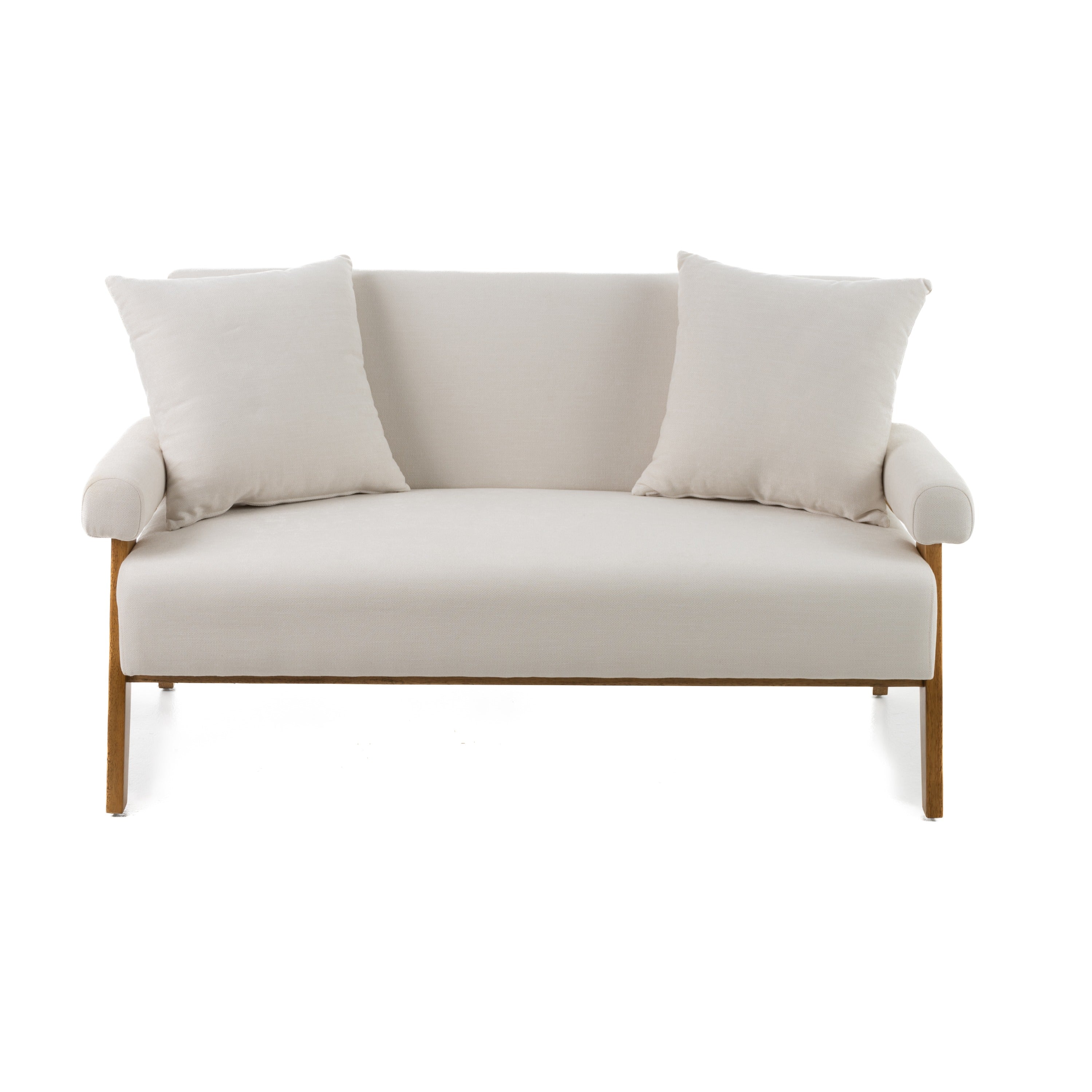 Modrest Cynthia - Modern White Fabric + Wood Loveseat