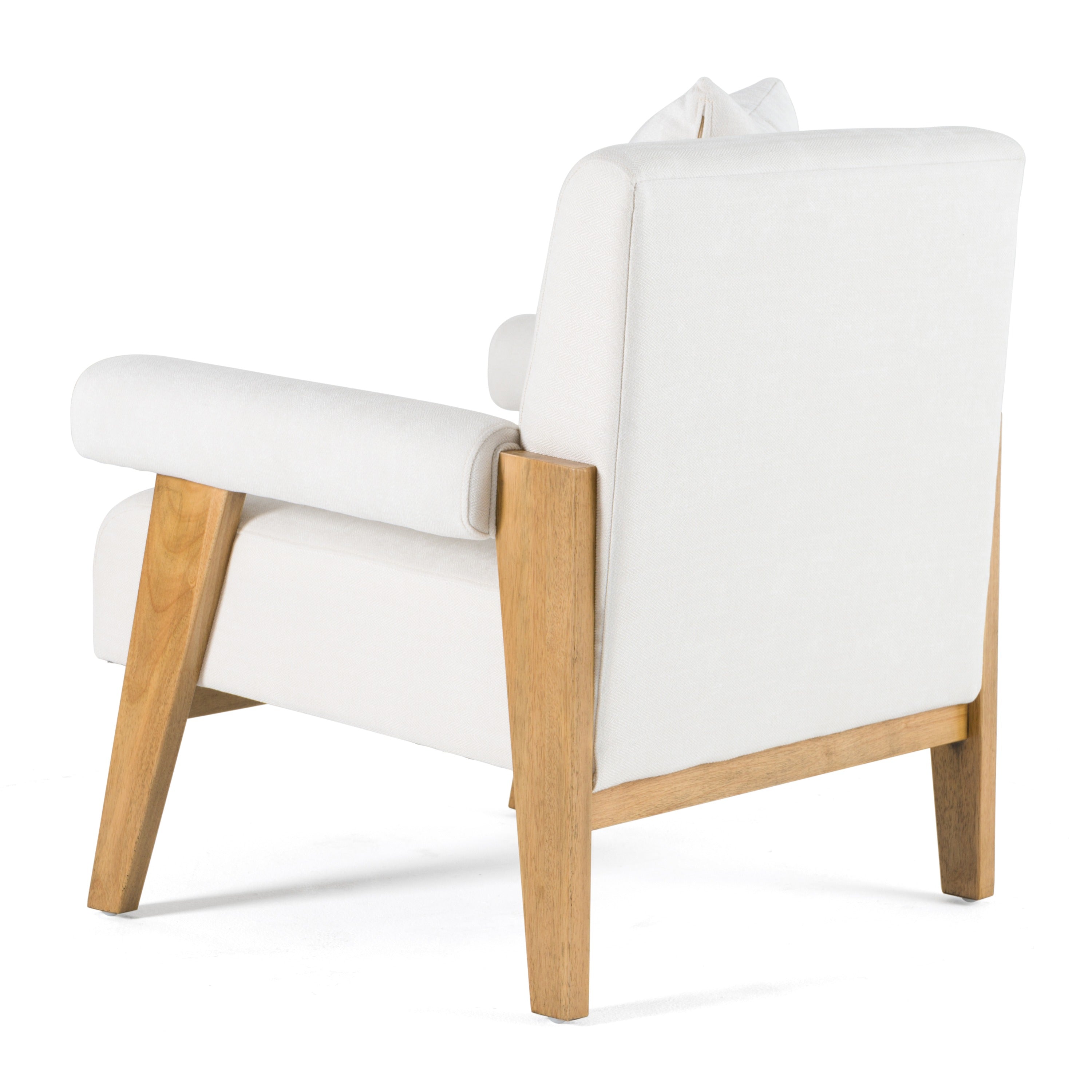 Modrest Cynthia - Modern White Fabric + Wood Accent Chair