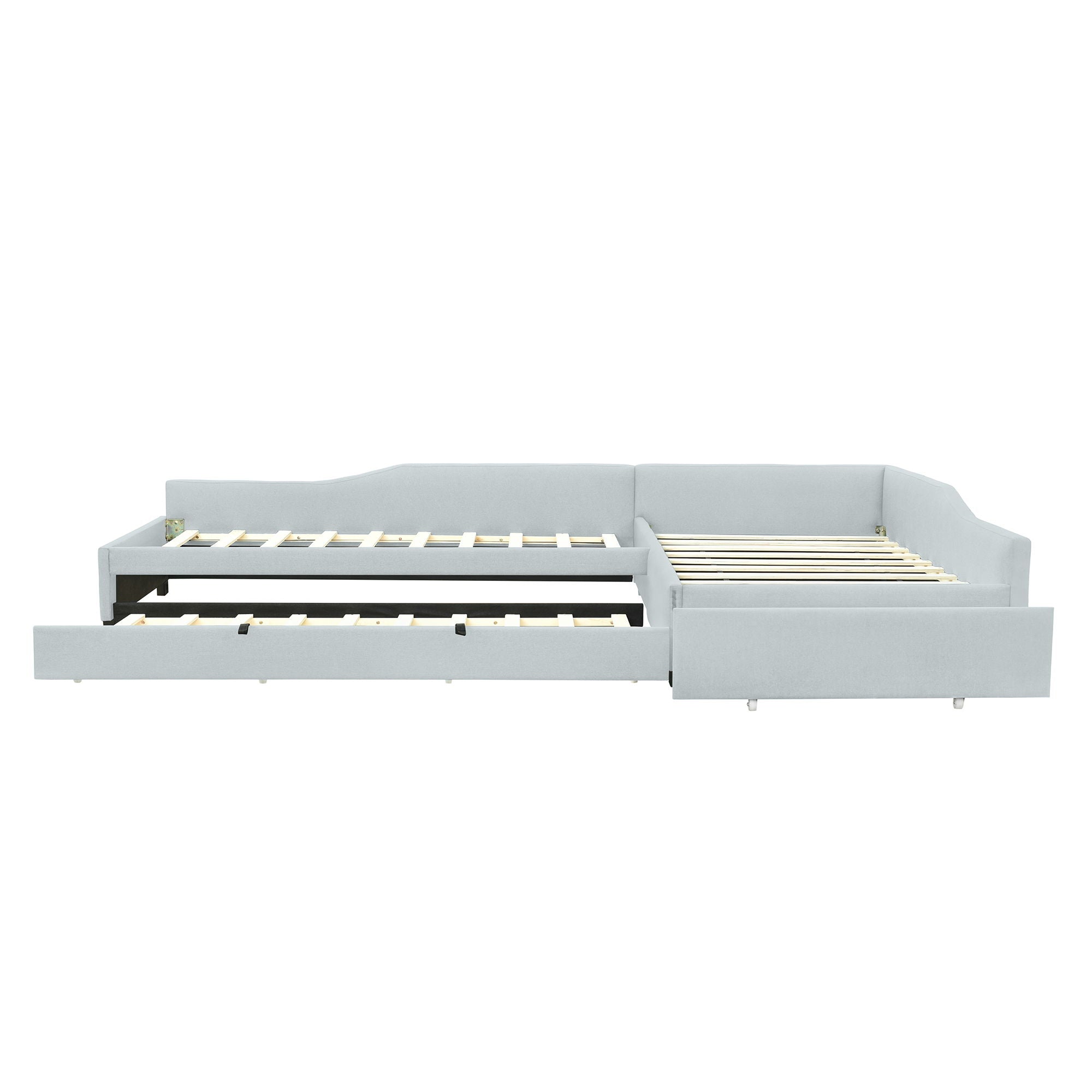 Upholstered Double Daybed With Trundle And Drawer