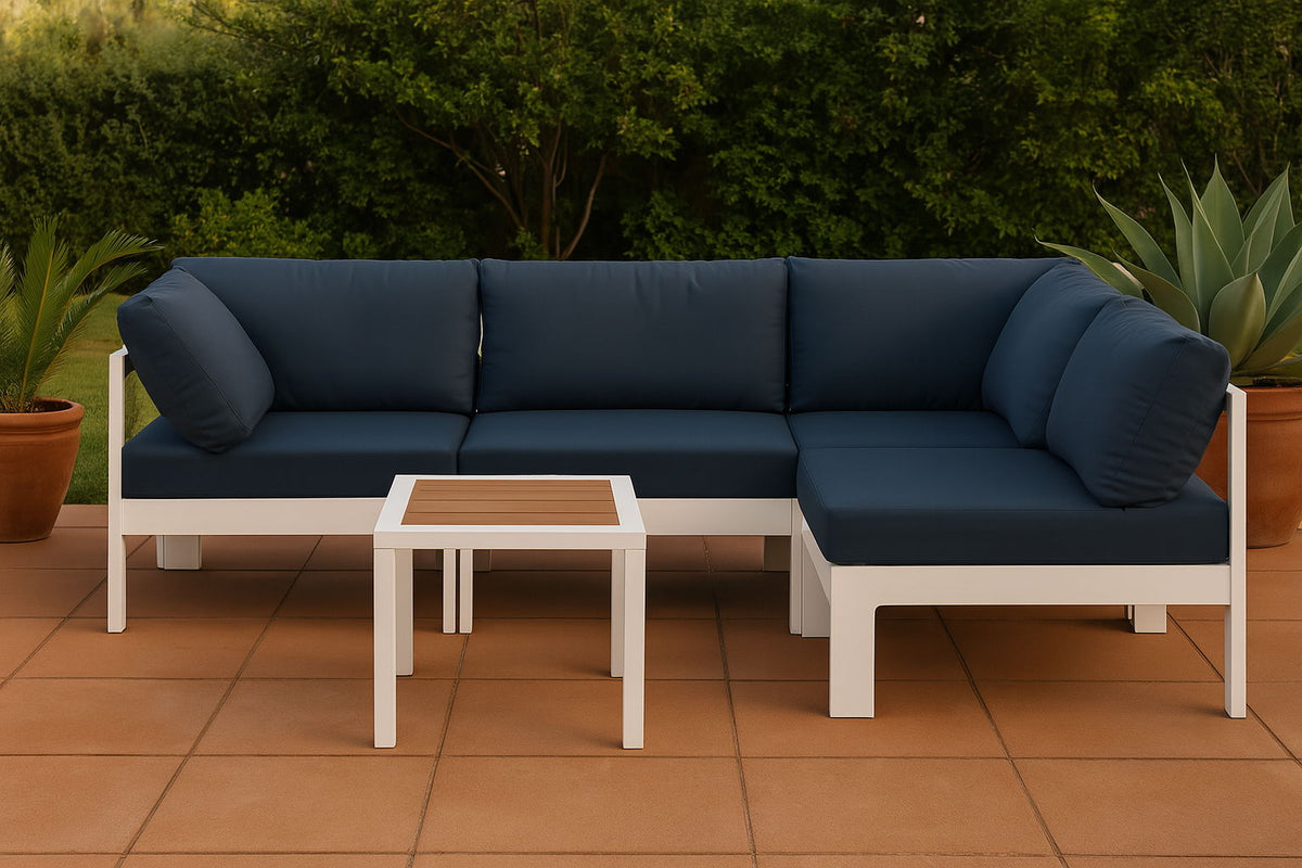 Nizuc - Outdoor Patio 4 Piece Modular Sectional With White Frame