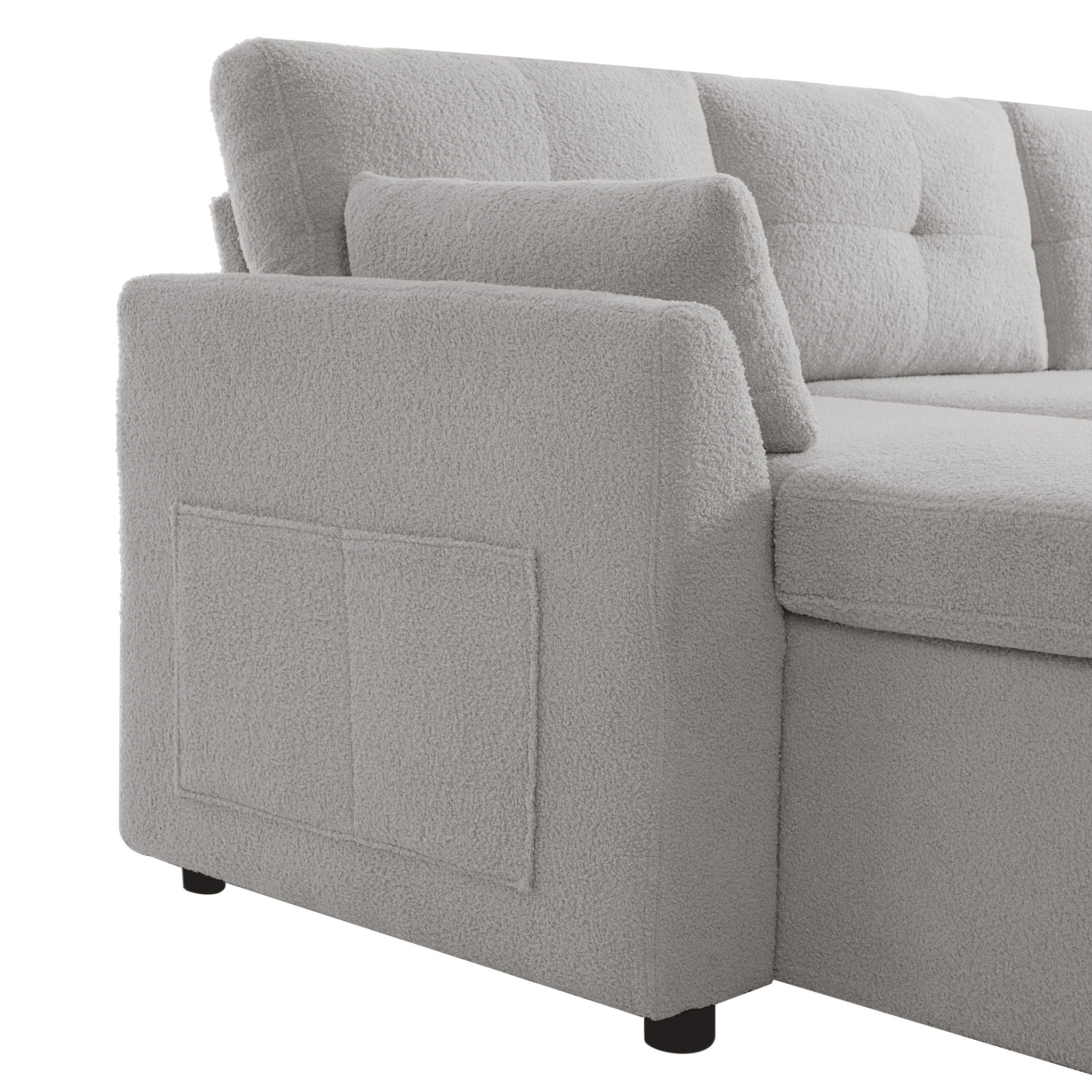 U-Shaped Sectional Sofa Bed With Storage And USB Ports