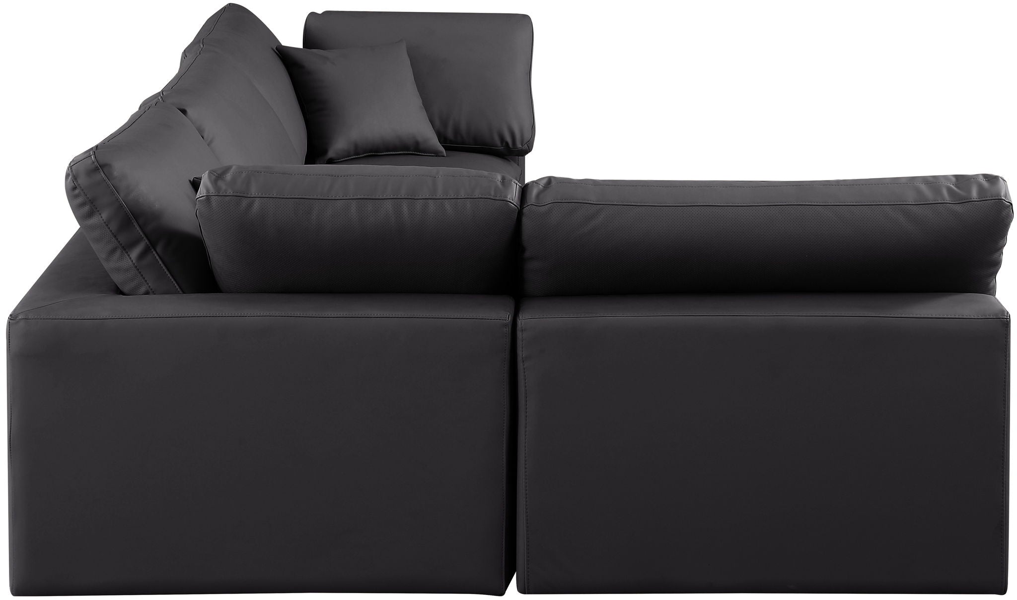 Comfy - 4 Piece Faux Leather Modular Armless Sectional
