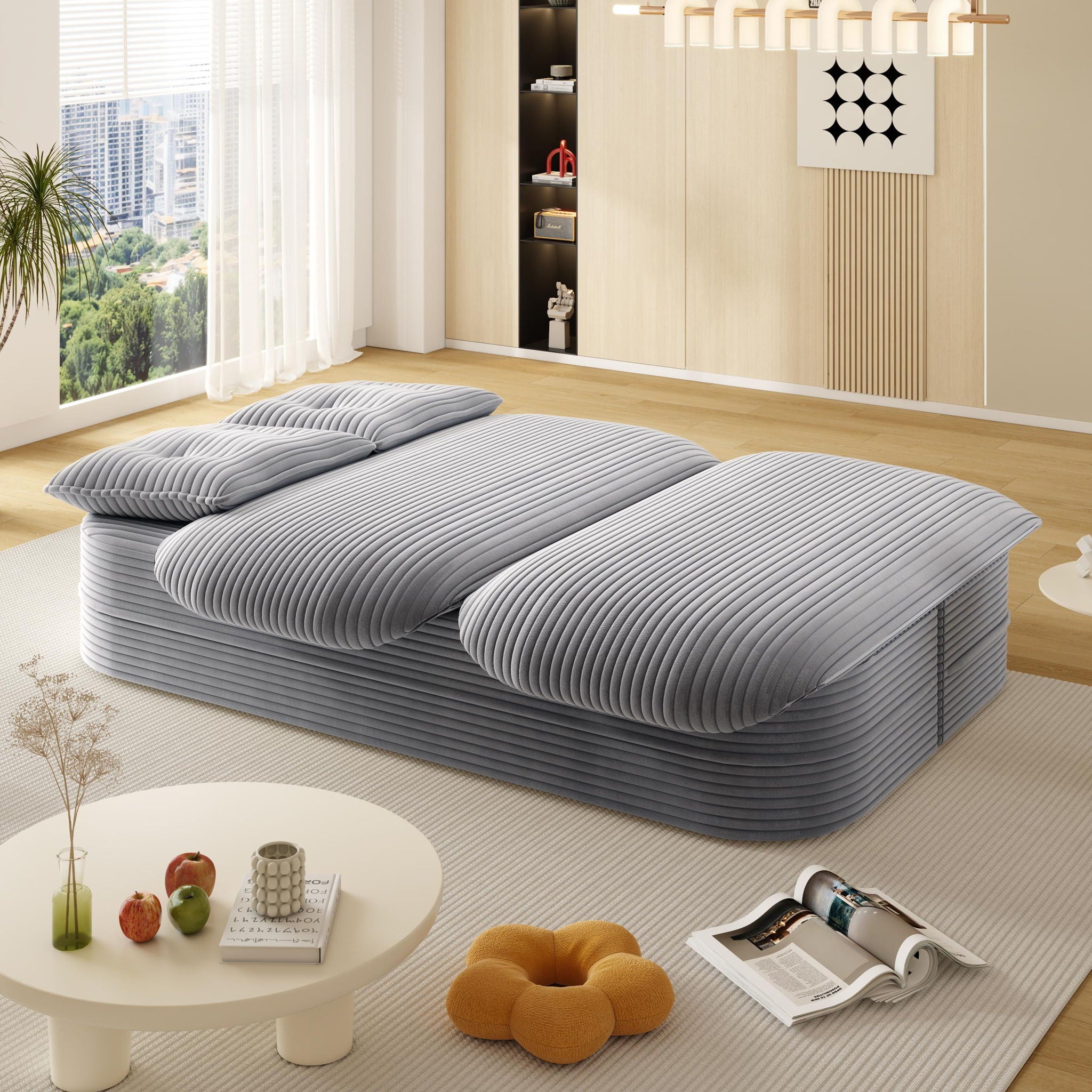 Convertible Floor Sofa Bed With Multi Functional Blanket