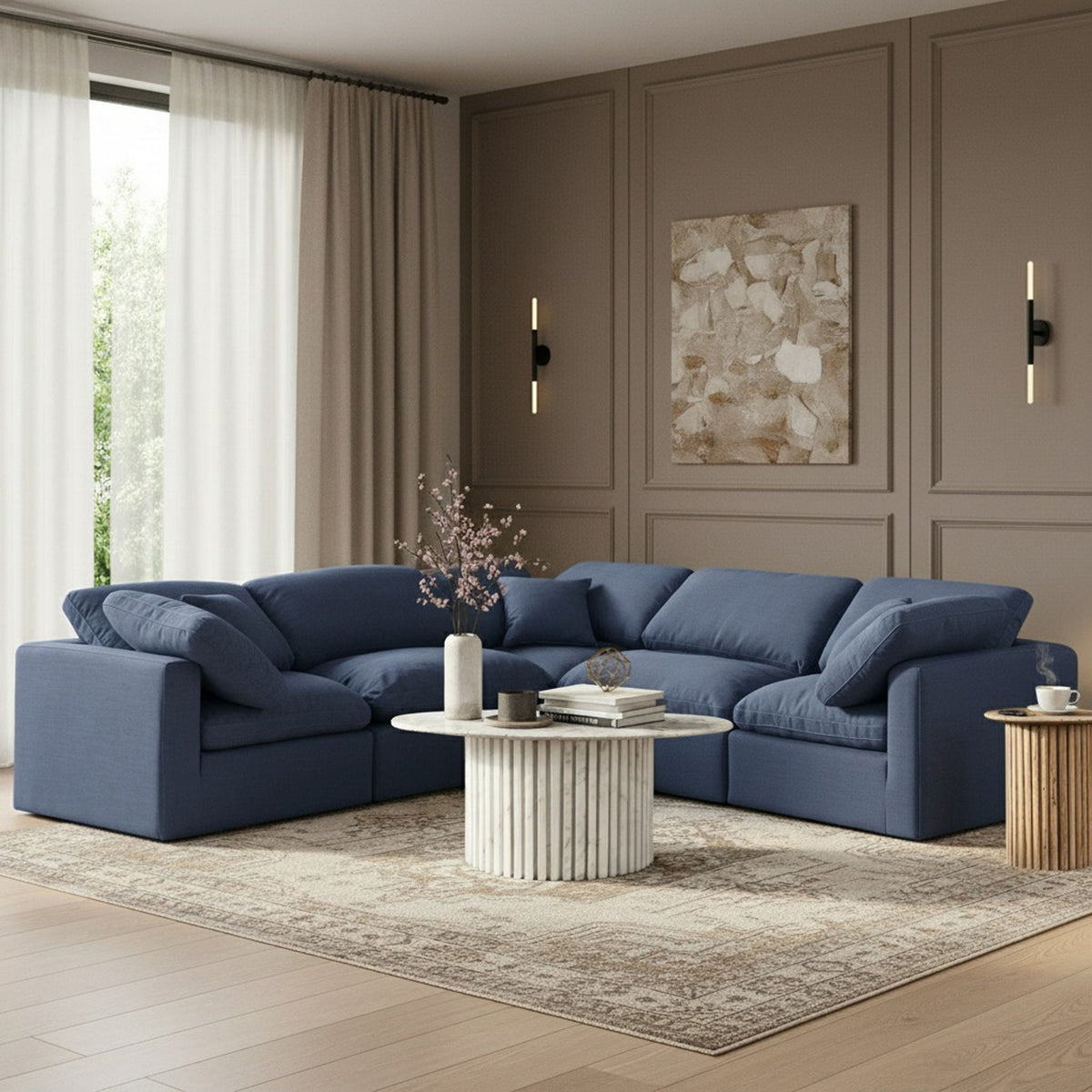 Indulge - Linen 5 Piece Modular Corner Sectional