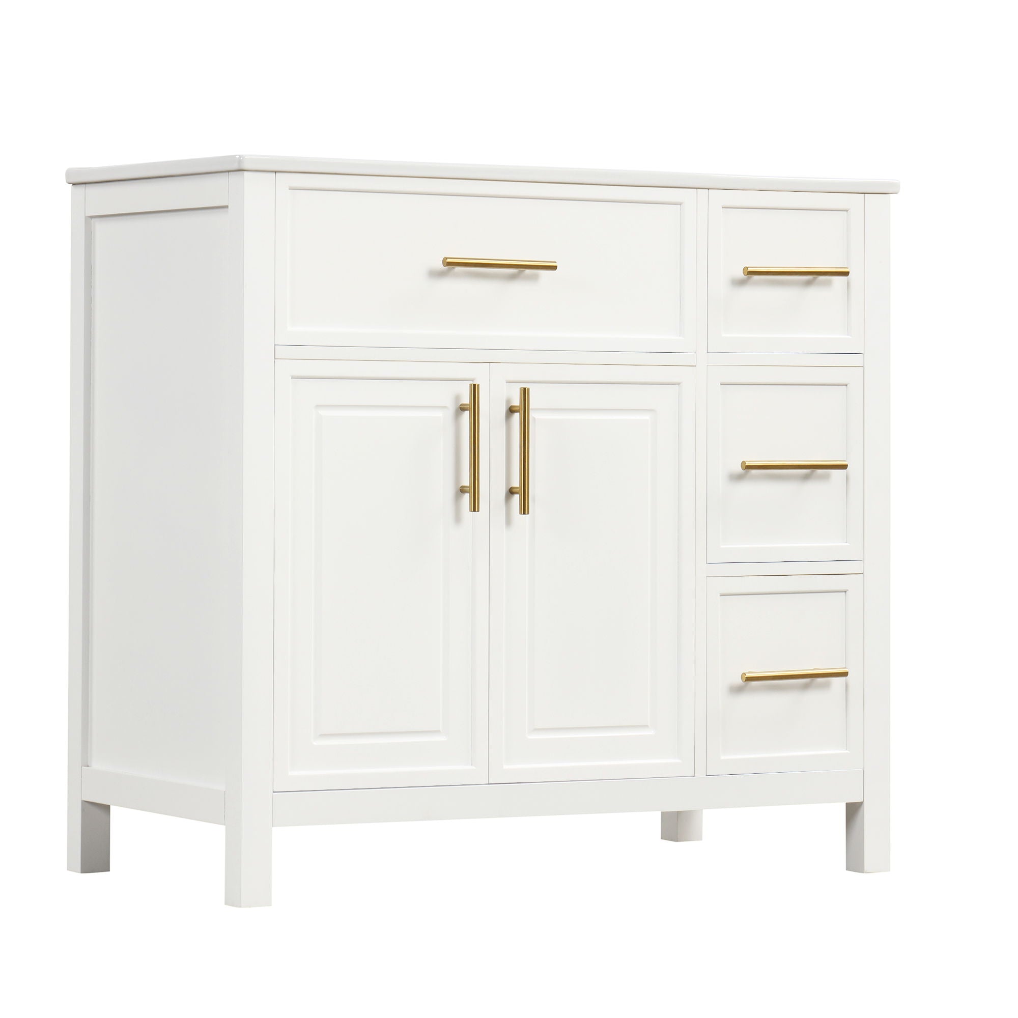 Modern Bathroom Vanity With Sink Top, 2 Doors And 3 Drawers