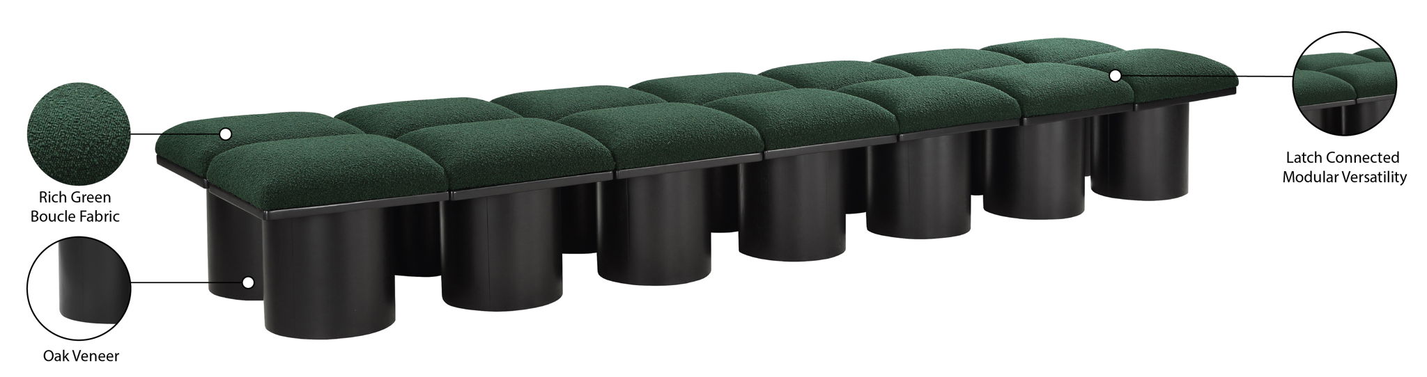 Pavilion - 14 Piece Modular Bench With Black Base