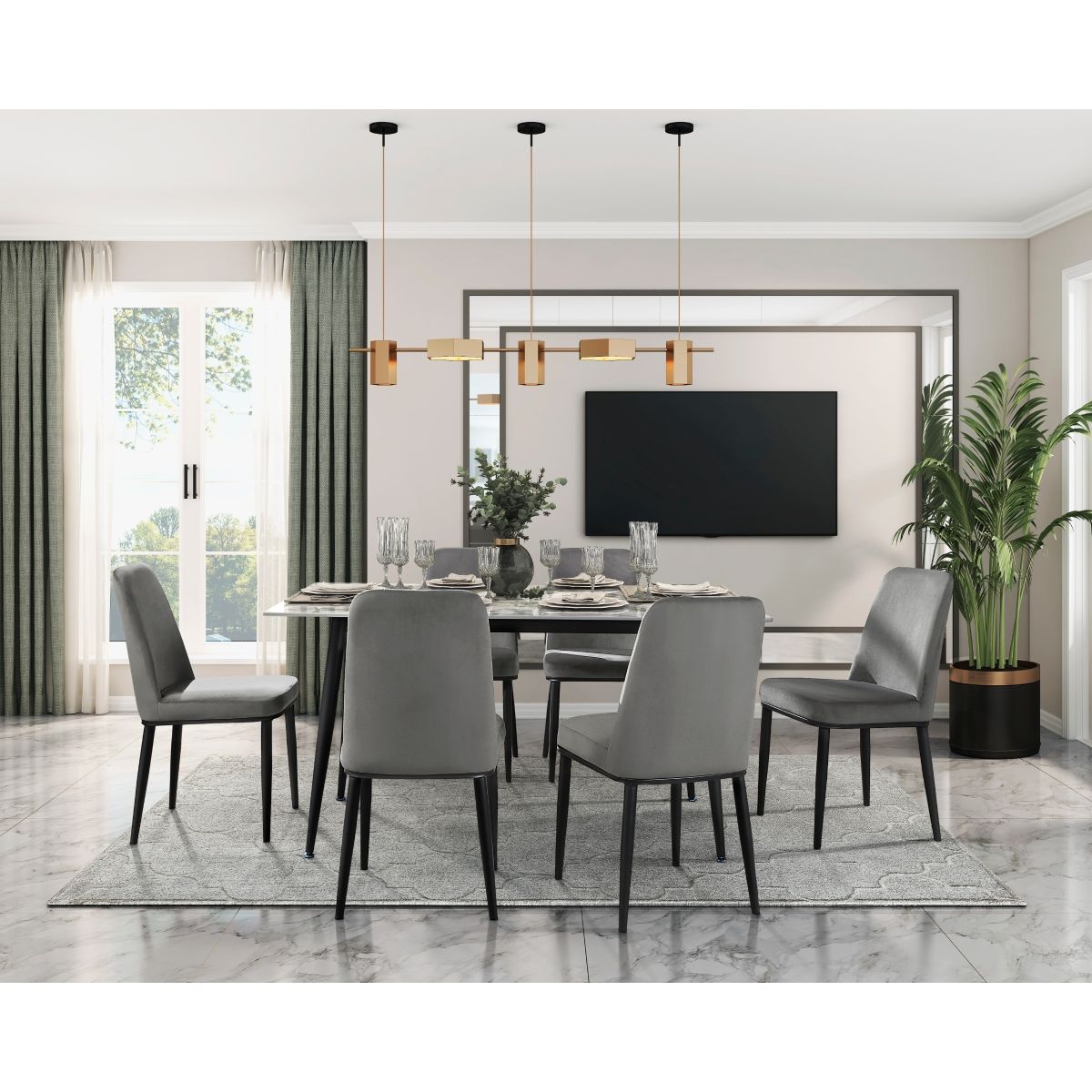 Salerno - Dining Table - Black / Gray