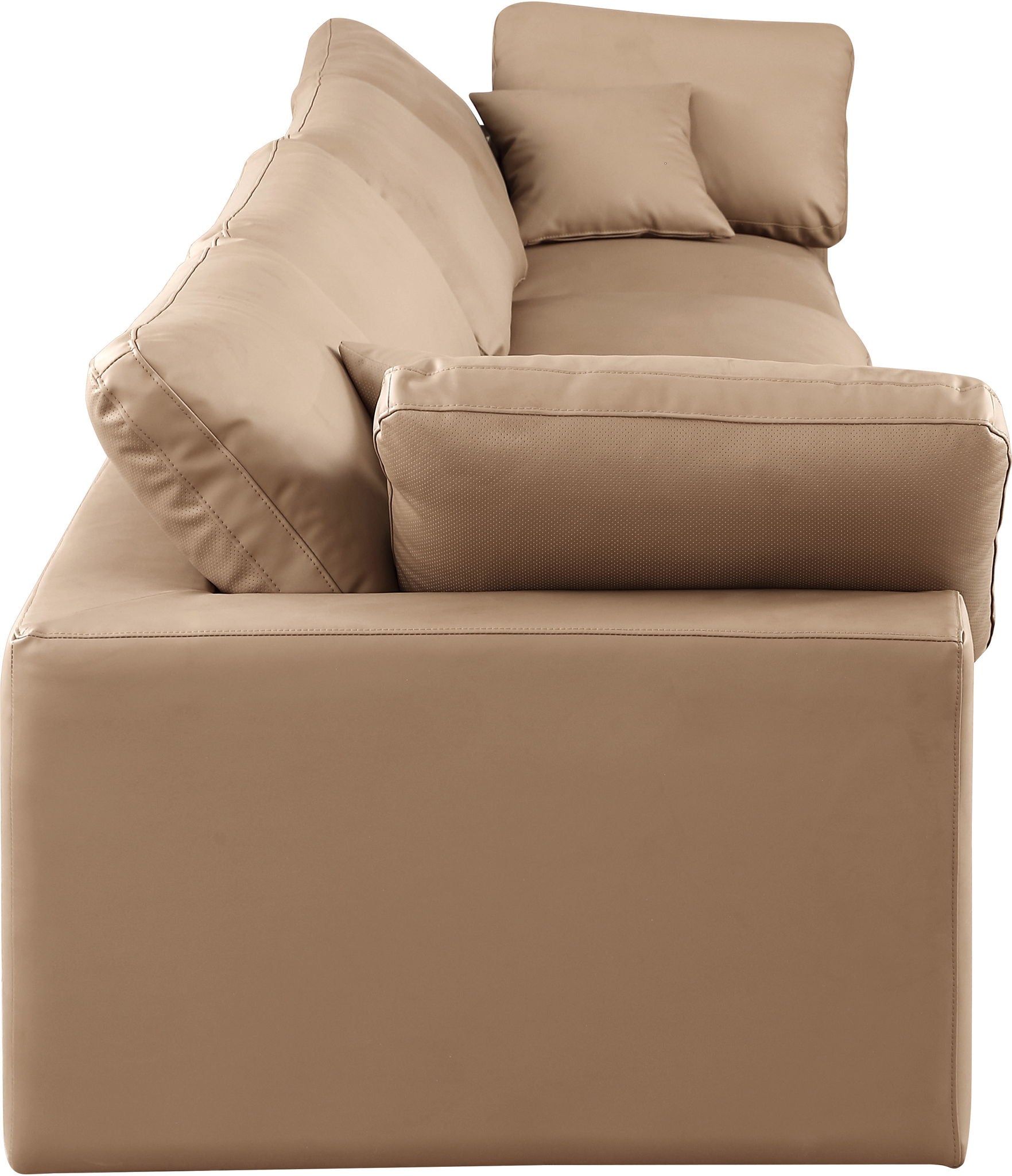 Comfy - Faux Leather Modular Sofa 4 Pieces - Tan