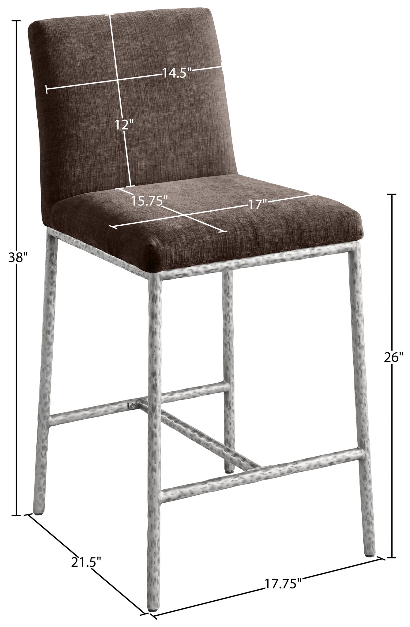 Reeves - Chenille Fabric Upholstered Counter Stool (Set of 2) - Silver Base