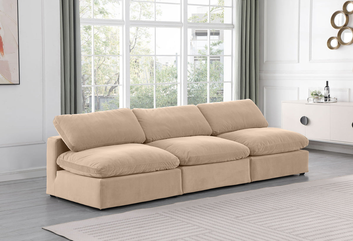 Comfy - Velvet Modular Armless Sofa 3 Seats