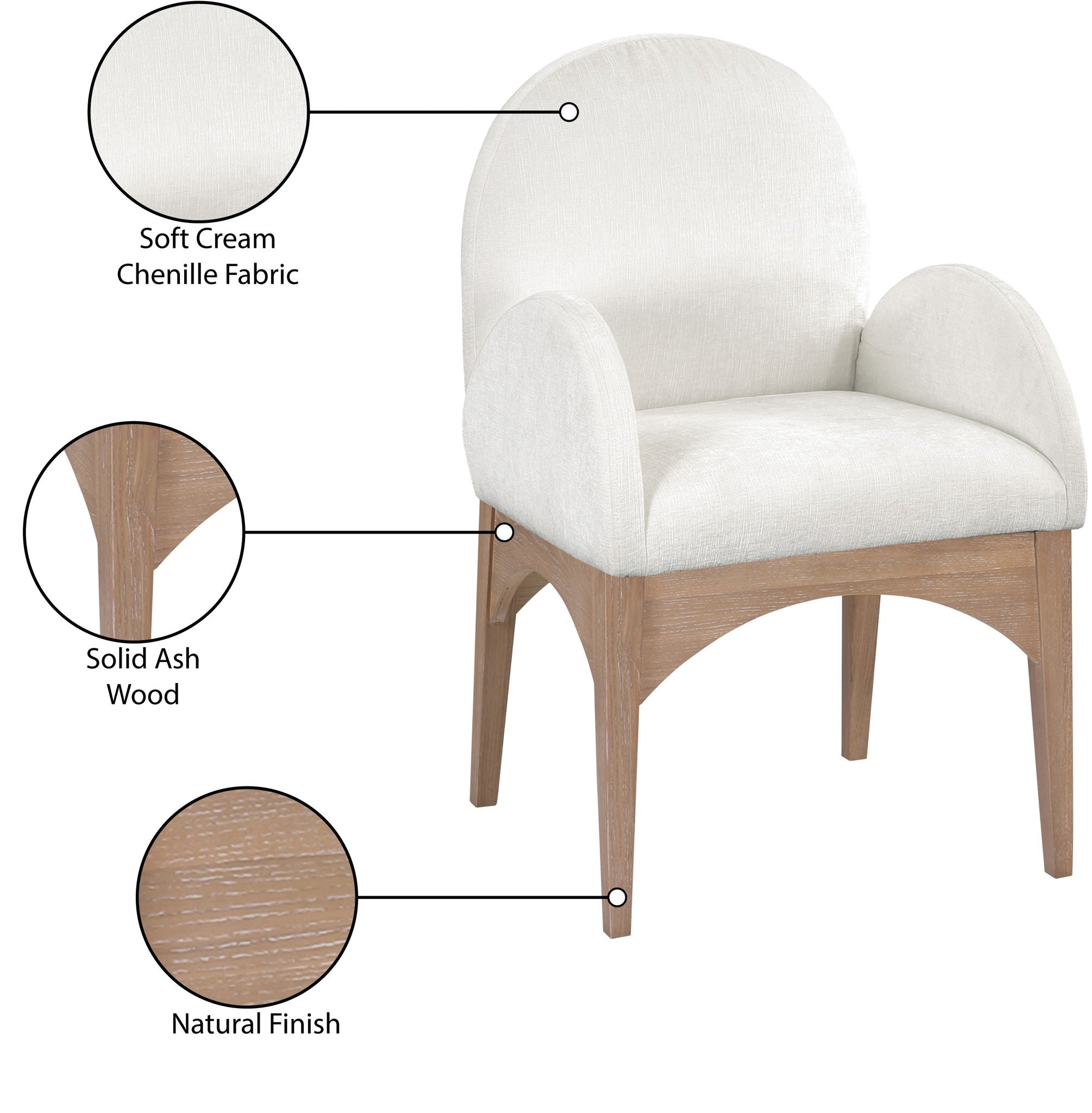 Waldorf - Chenille Dining Arm Chair With Natural Legs