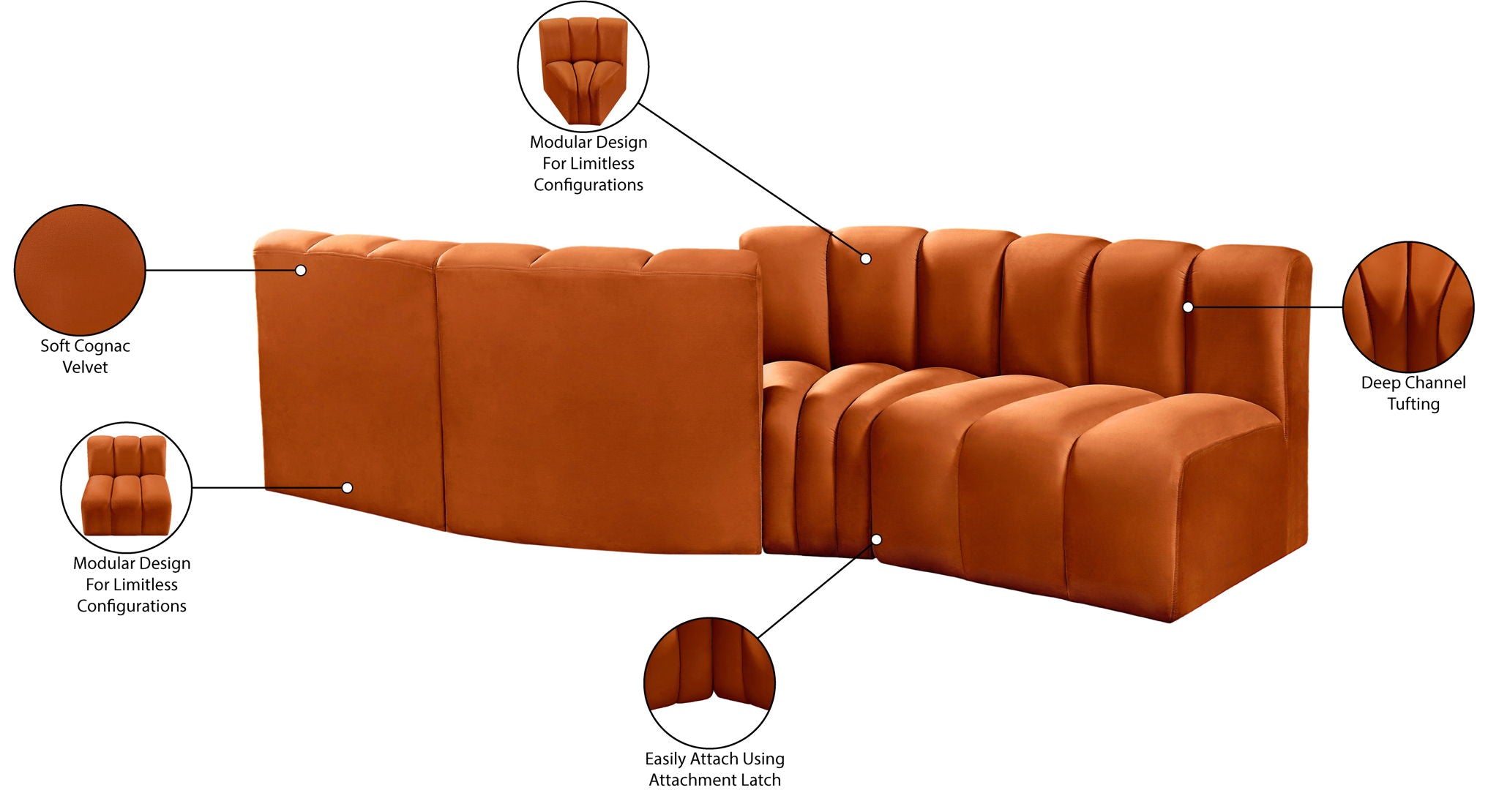 Arc - Velvet 4 Piece Sofa