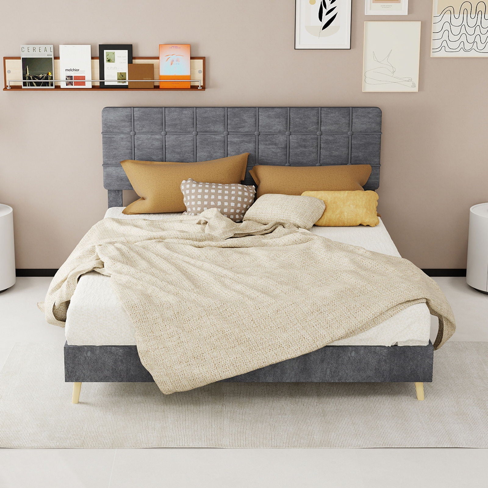 Yungan Lingge Minimalist Soft Pack Headboard Bed