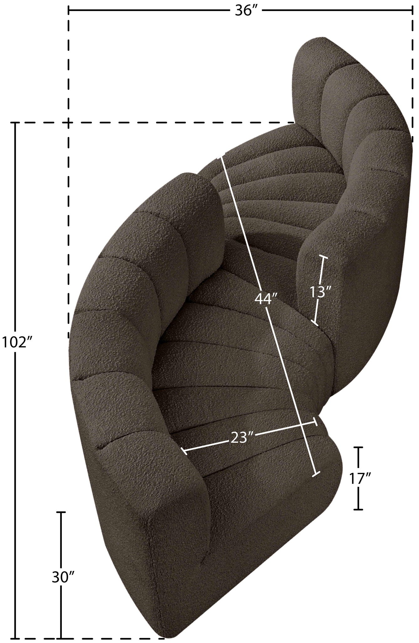 Arc - Boucle Fabric 4 Piece Curved Modular Sofa