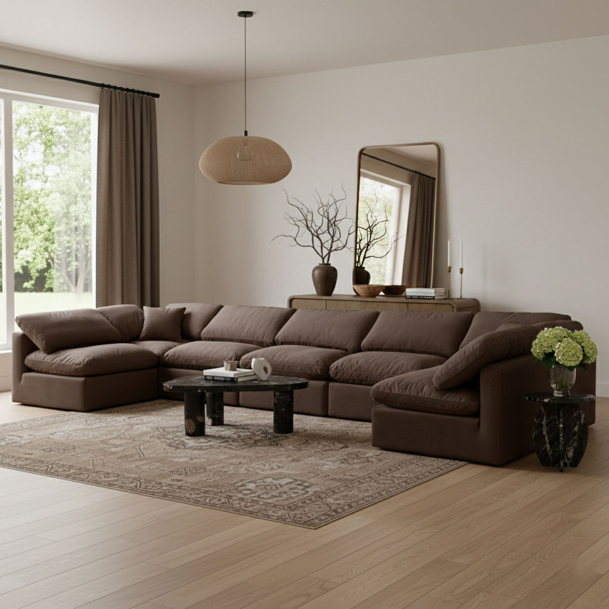 Indulge - Velvet 7 Piece Modular U-Shaped Sectional