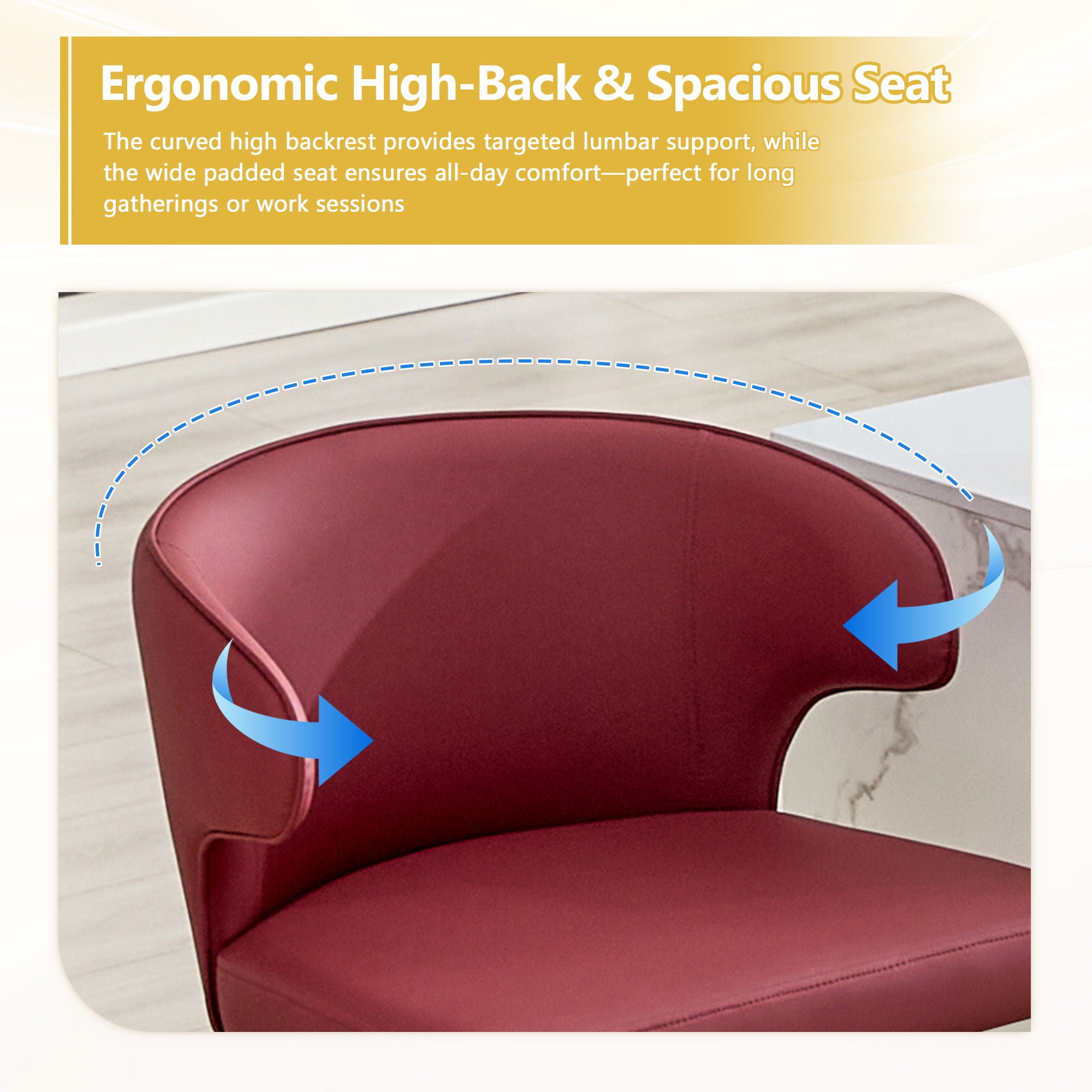 Adjustable Swivel Bar Chair With High Back Support