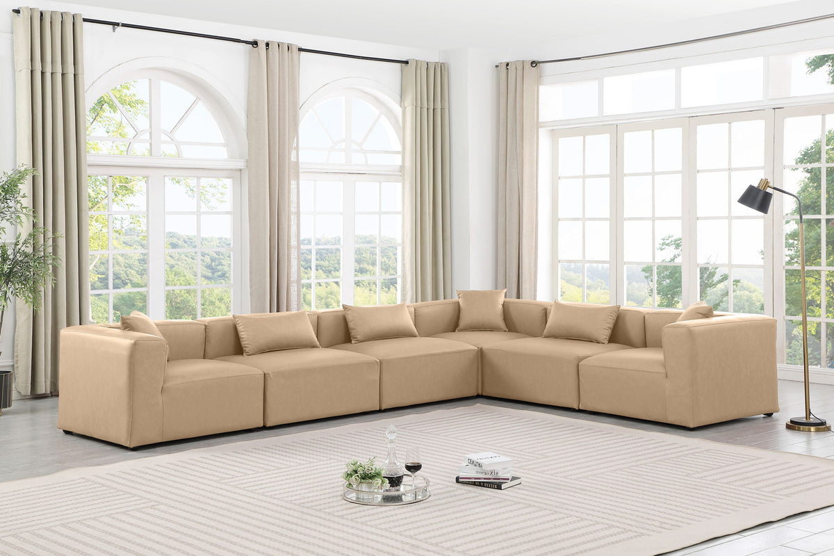 Cube - 6 Piece Modular Corner Sectional - Tan