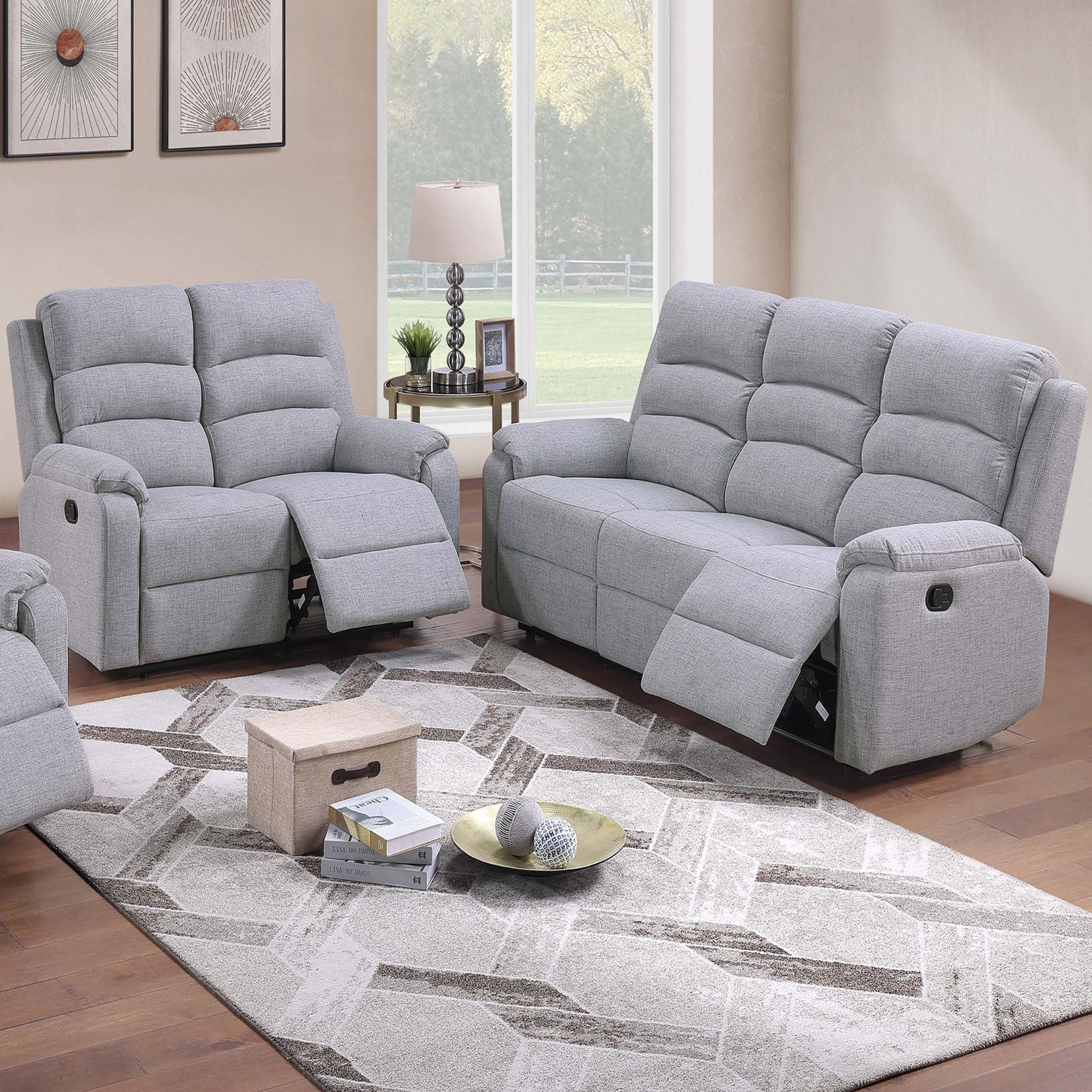 Modern Living Room Set With Manual Recliner