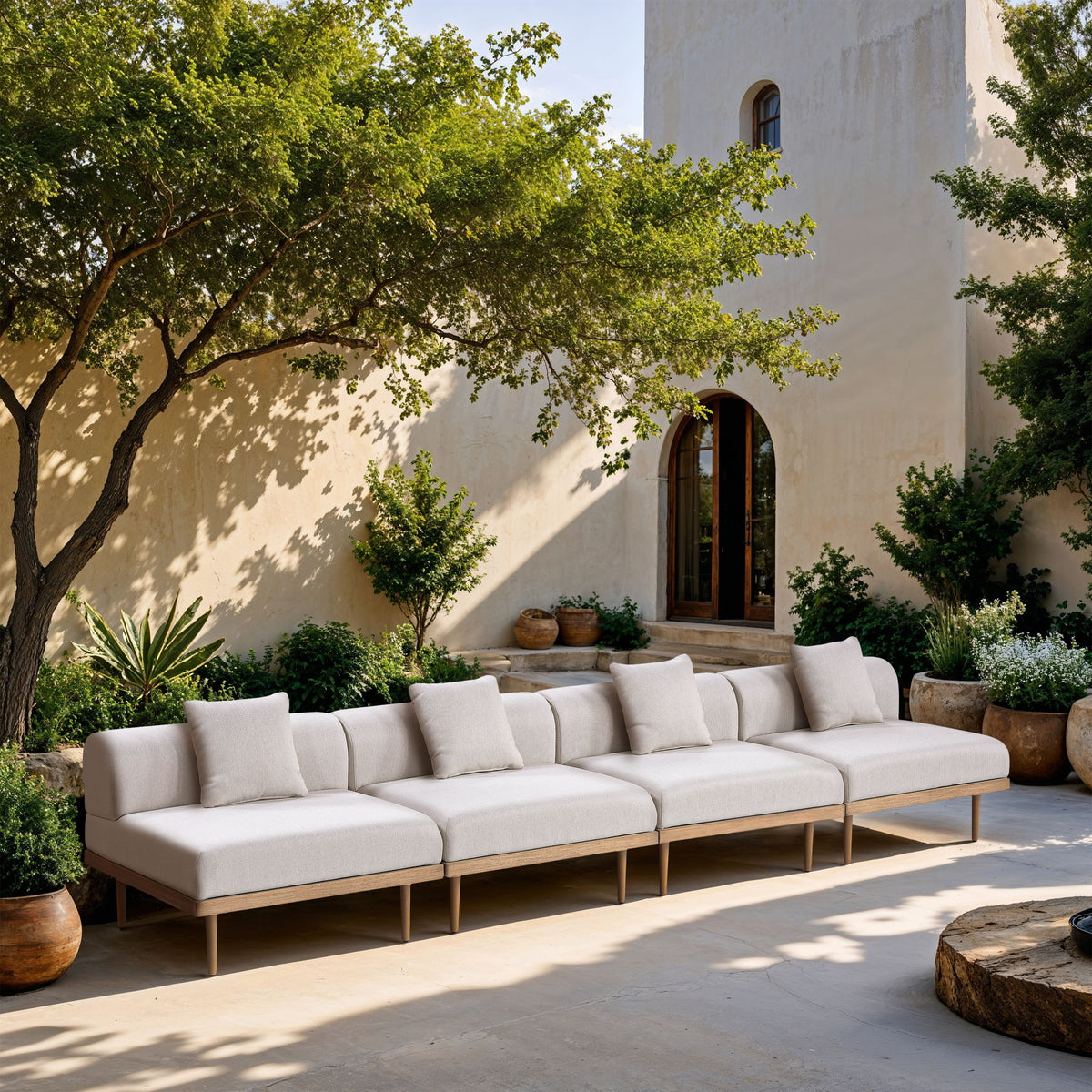 Laguna - 4 Piece 142" Upholstered Outdoor Patio Modular Armless Sofa
