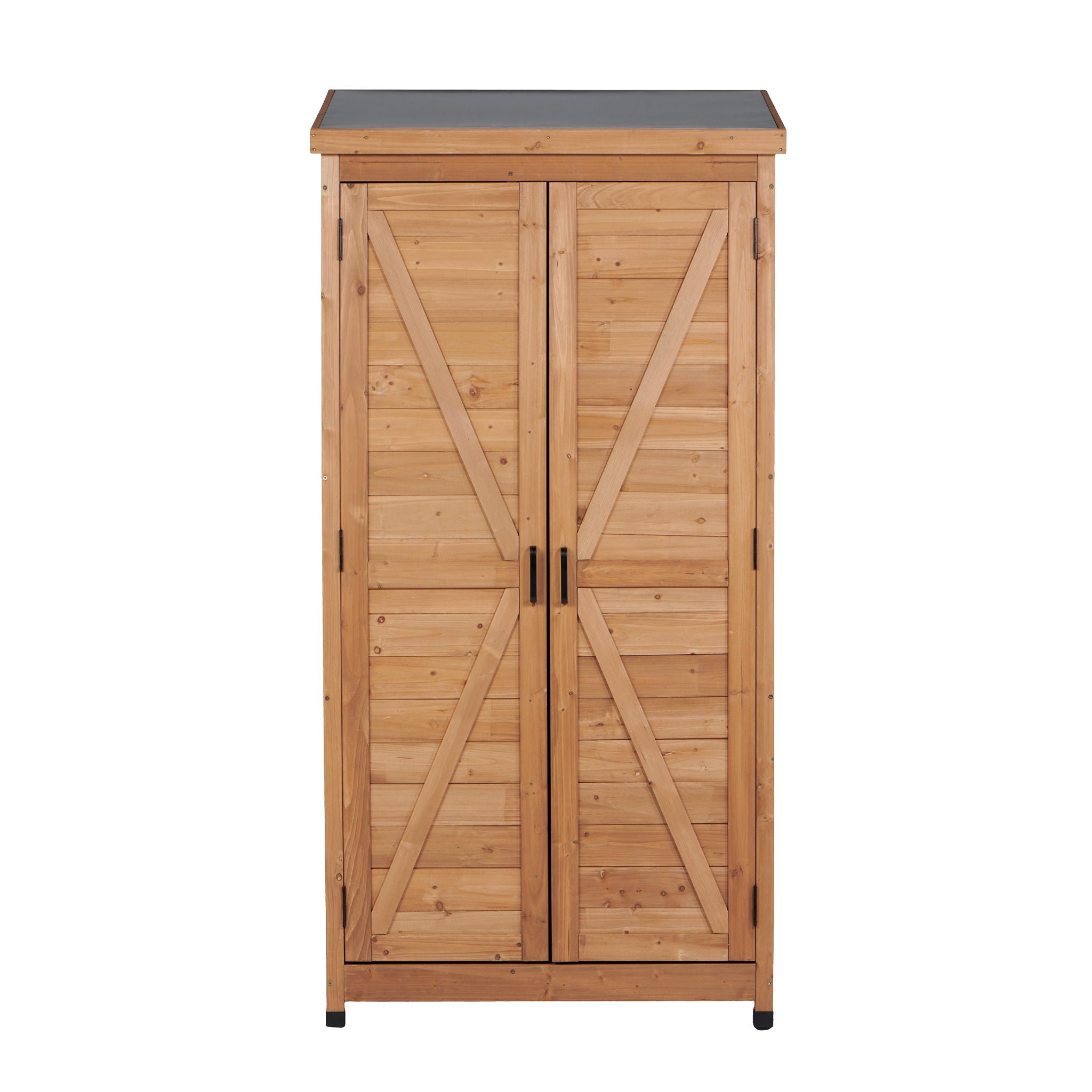 Outdoor Storage Shed With Vertical Tool Cabinet For Backyard