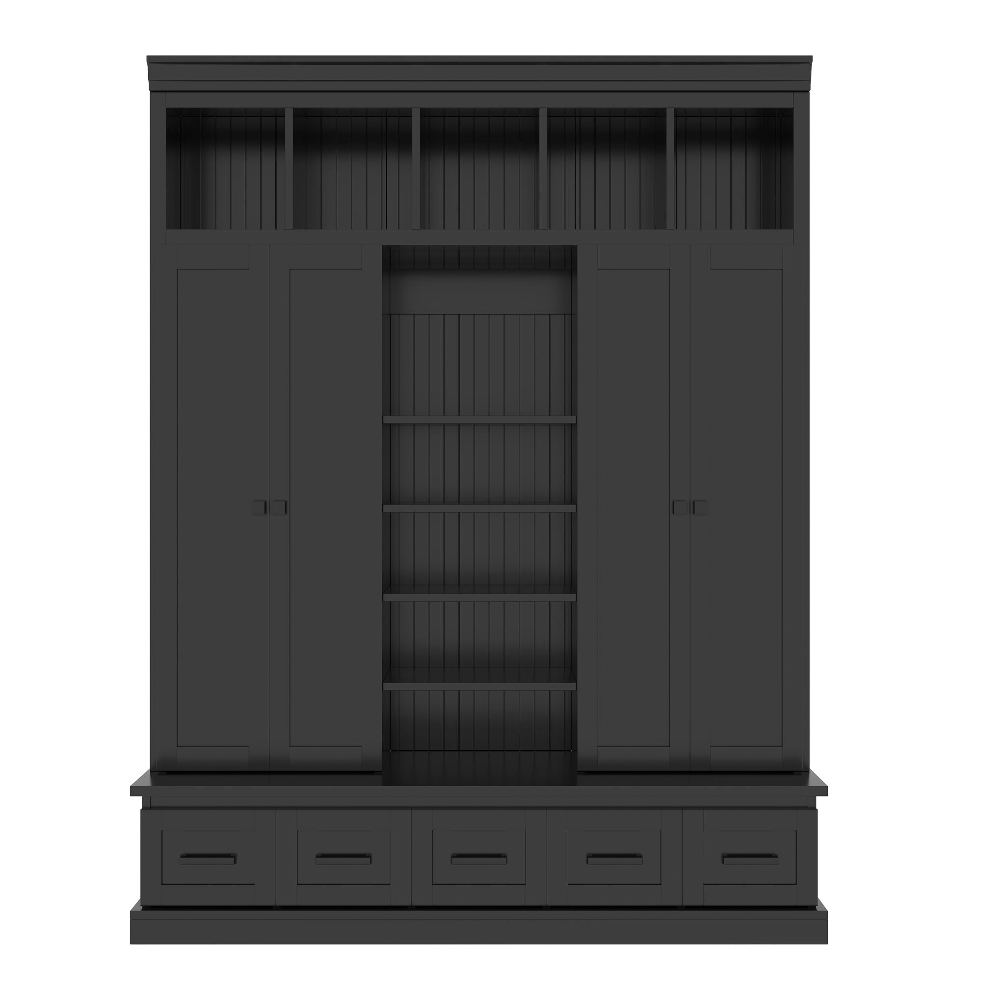 Hall Tree & Bench And 5 Storage Cubbies