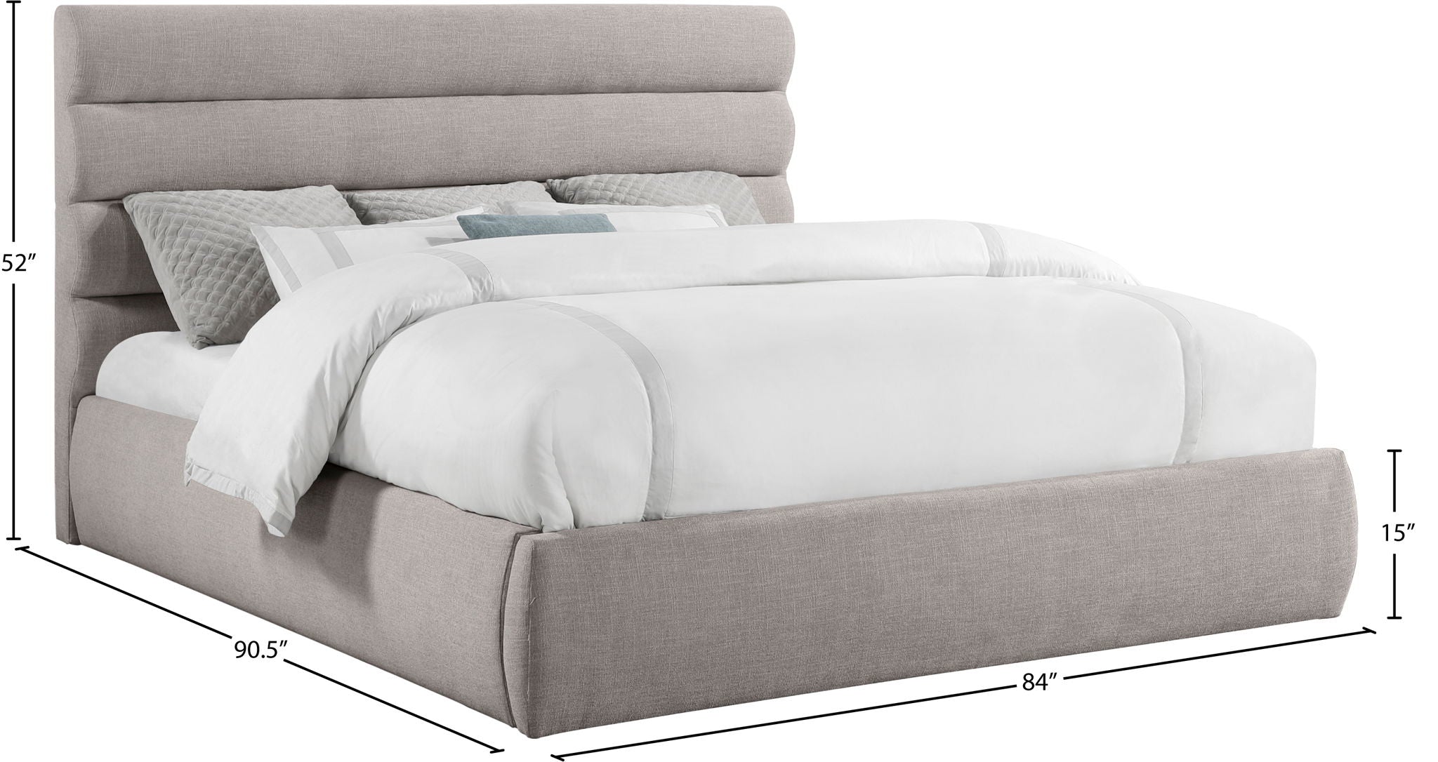 Adam - Linen Fabric Bed With 52" Headboard